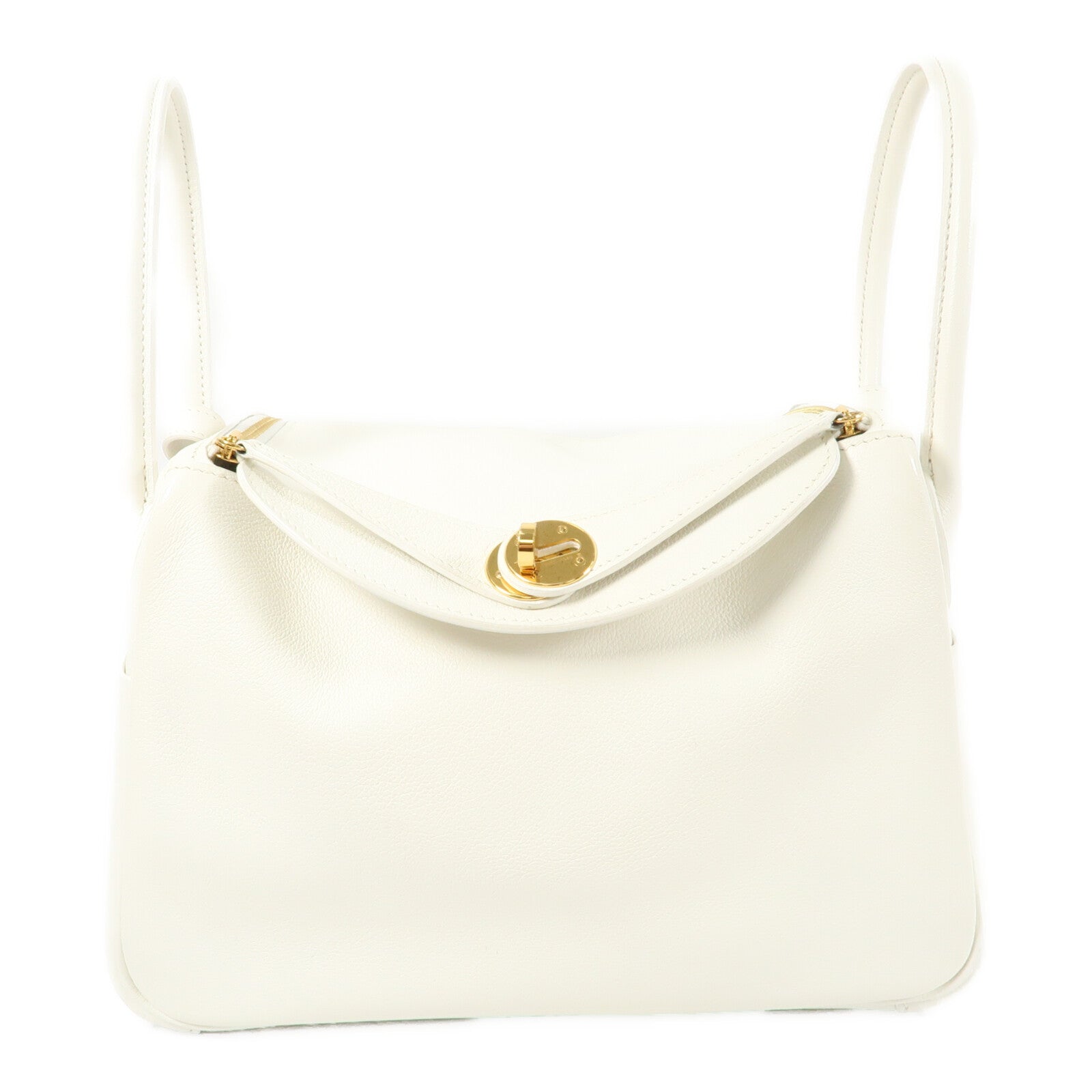 HERMES Evercolor皮革Lindy 26手挽肩背兩用袋Blanc