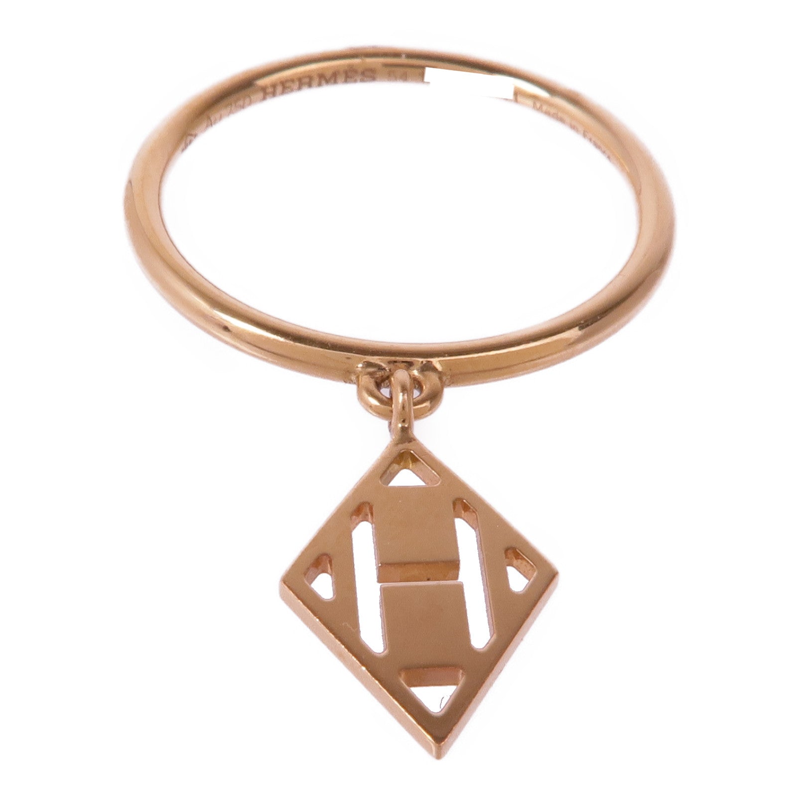 HERMES 18K玫瑰金Gambade H Ring戒指Hermes#54/US#6.75