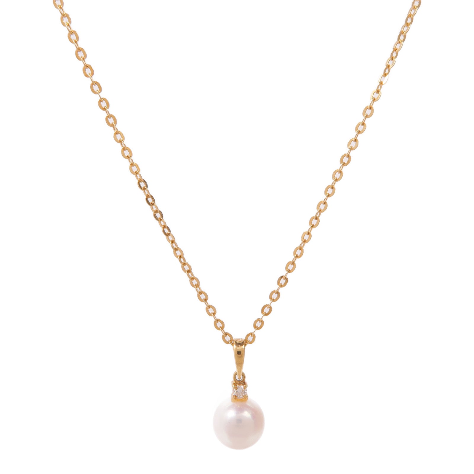 MIKIMOTO 18K黃金Pearl Diamond Necklace珍珠/鑽石項鍊