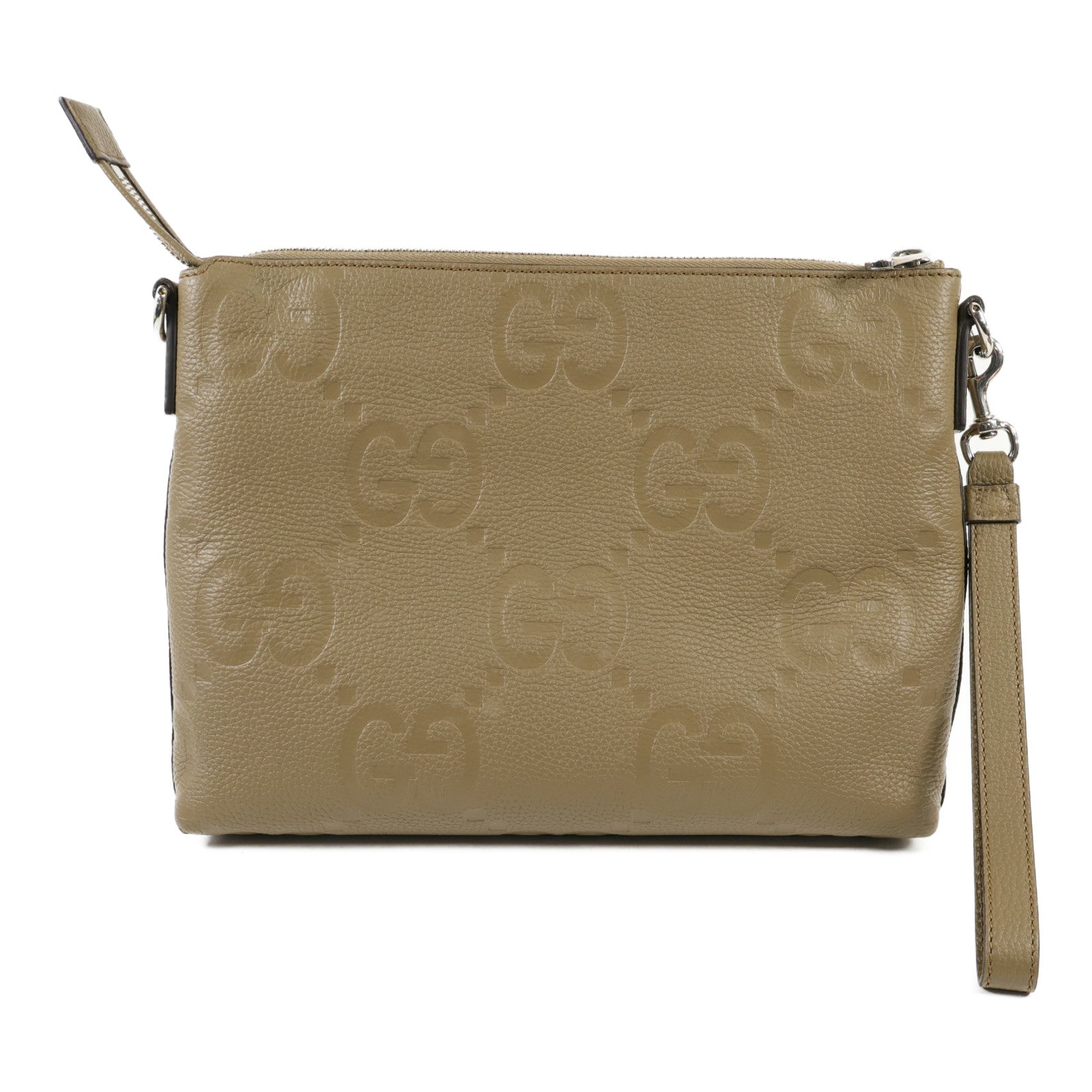 GUCCI 羊皮皮革Jumbo GG Messenger銀扣手挽肩背兩用袋