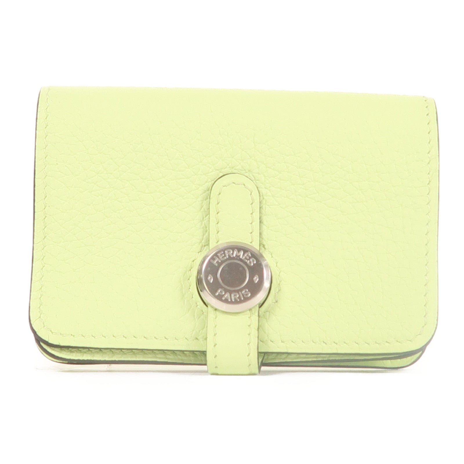 HERMES PHW Dogon Card Case Togo Leather Vert Absinthe