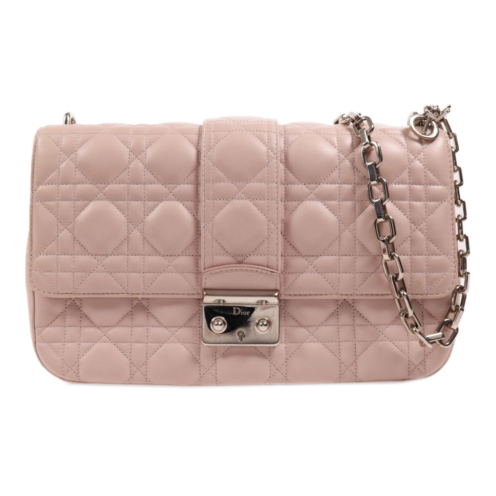 Dior 牛皮皮革Miss Dior銀扣鏈帶肩背袋