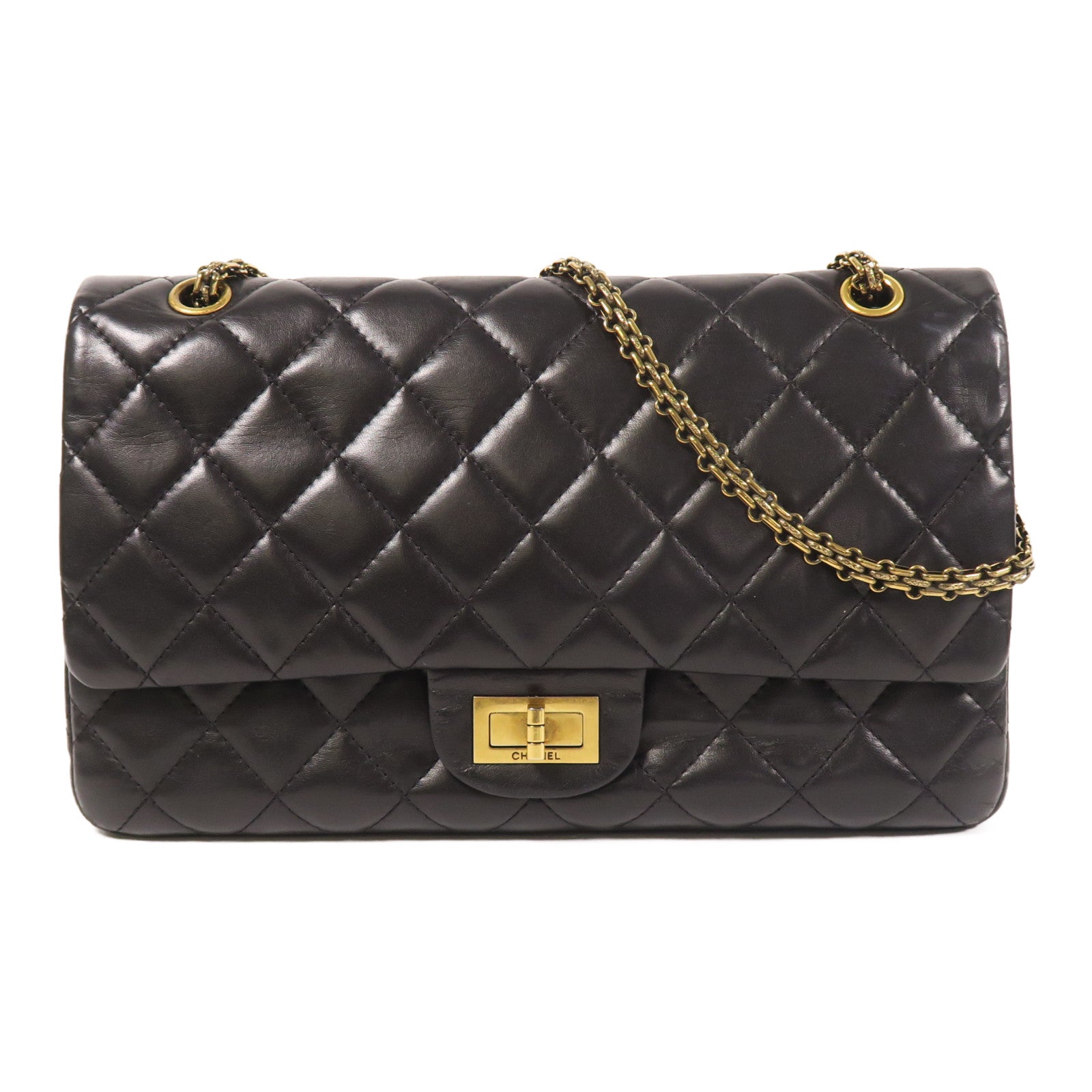 CHANEL 羊皮皮革2.55金扣鏈帶肩背袋