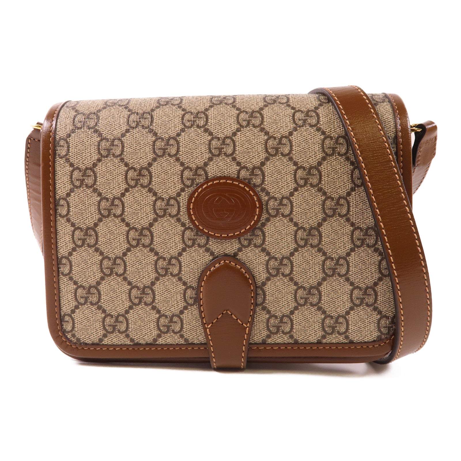 GUCCI 【激減優惠】塗層帆布GG Retro Shoulder Bag金扣肩背袋