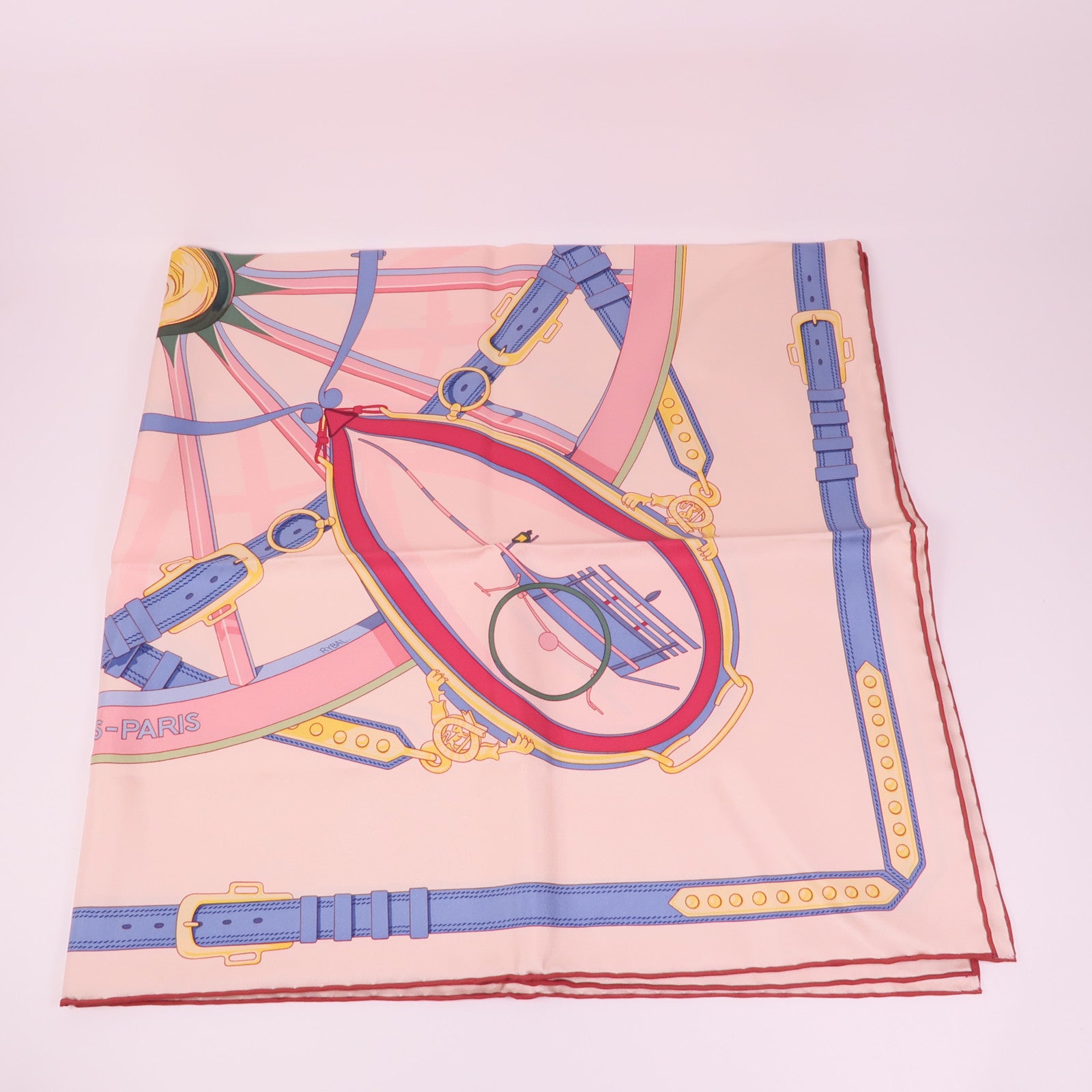 HERMES Scarf Scarves Silk Pink Blue Red