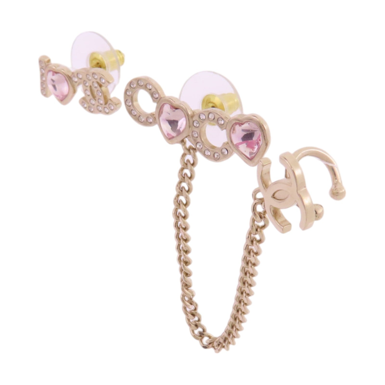 CHANEL 金屬/水鑽I Love Coco Earrings金扣耳環