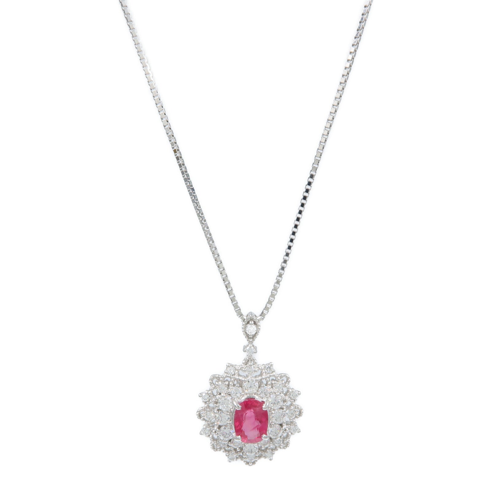 JEWELRY PT900/PT850鉑金Ruby Diamond Necklace紅寶石/鑽石項鍊