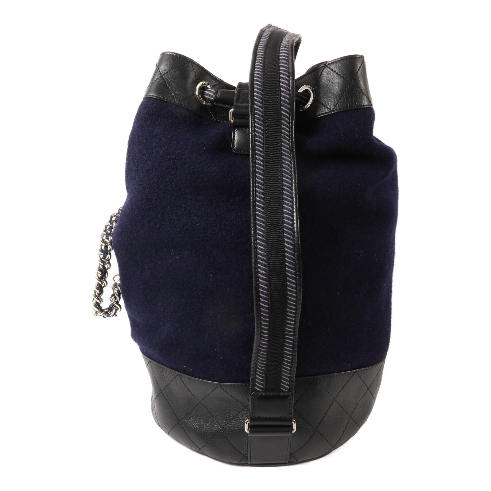 CHANEL 羊毛/牛皮皮革Drawstring Sling Bag鏈帶肩背袋