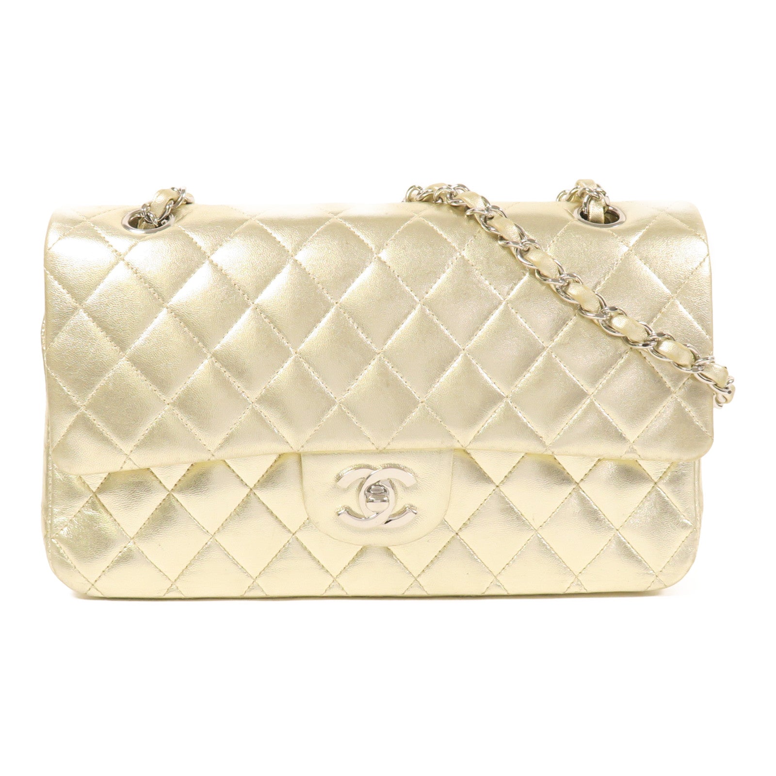 CHANEL 羊皮皮革Classic 25銀扣鏈帶肩背袋