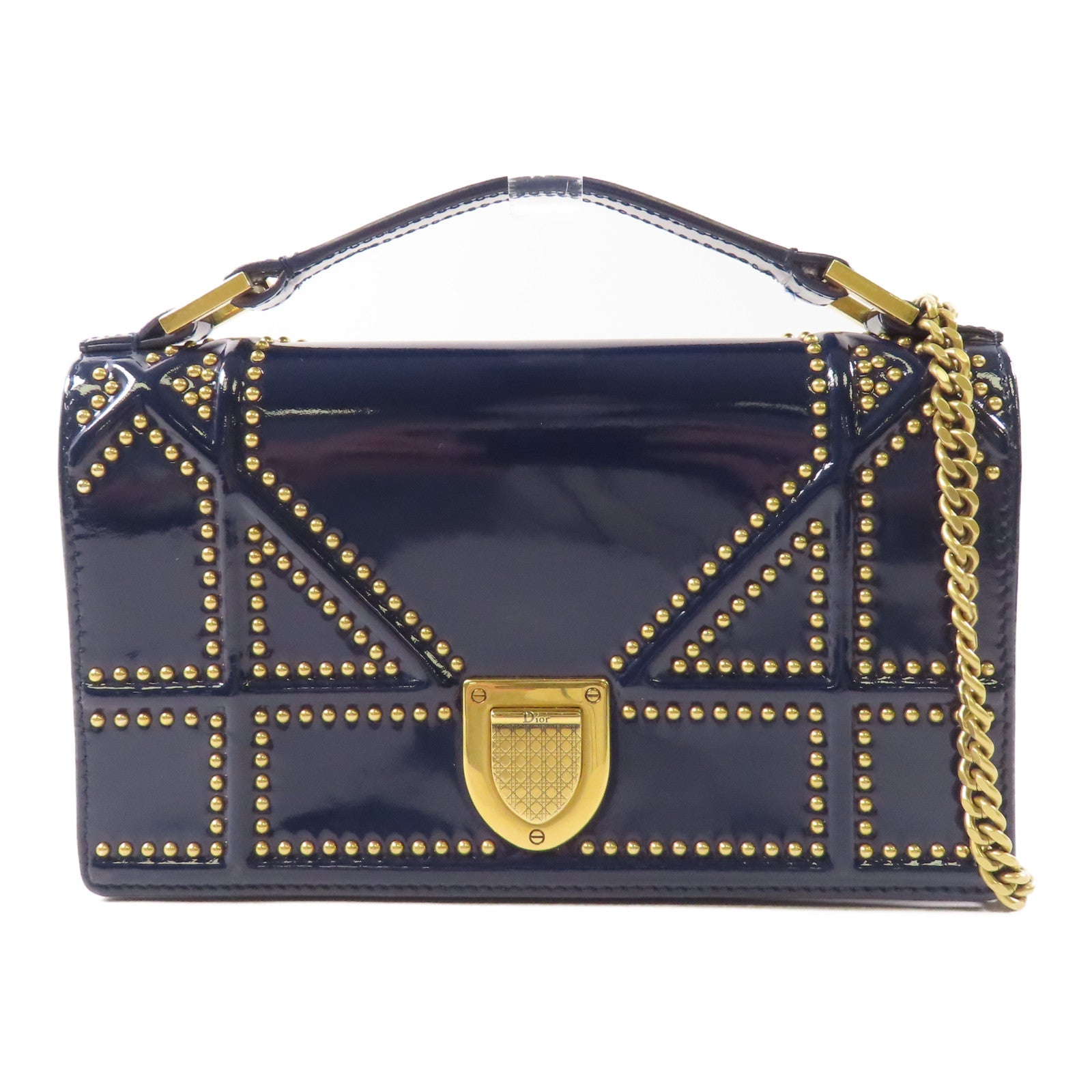 Dior 漆皮皮革Wallet On Chain金扣鏈帶肩背袋