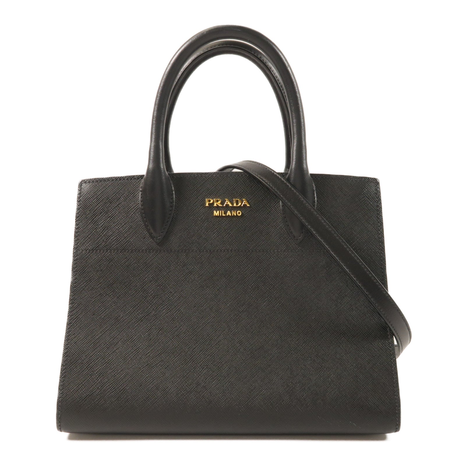 PRADA 【激減優惠】牛皮皮革2 Way Shoulder Bag金扣手挽肩背兩用袋