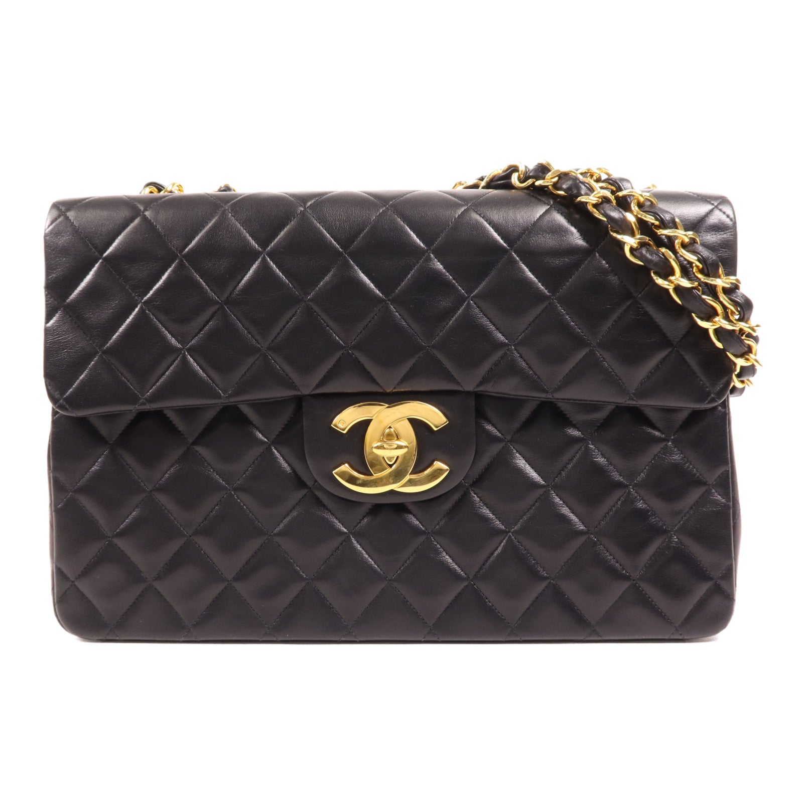 CHANEL 牛皮皮革Vintage Classic Flap Bag金扣鏈帶肩背袋