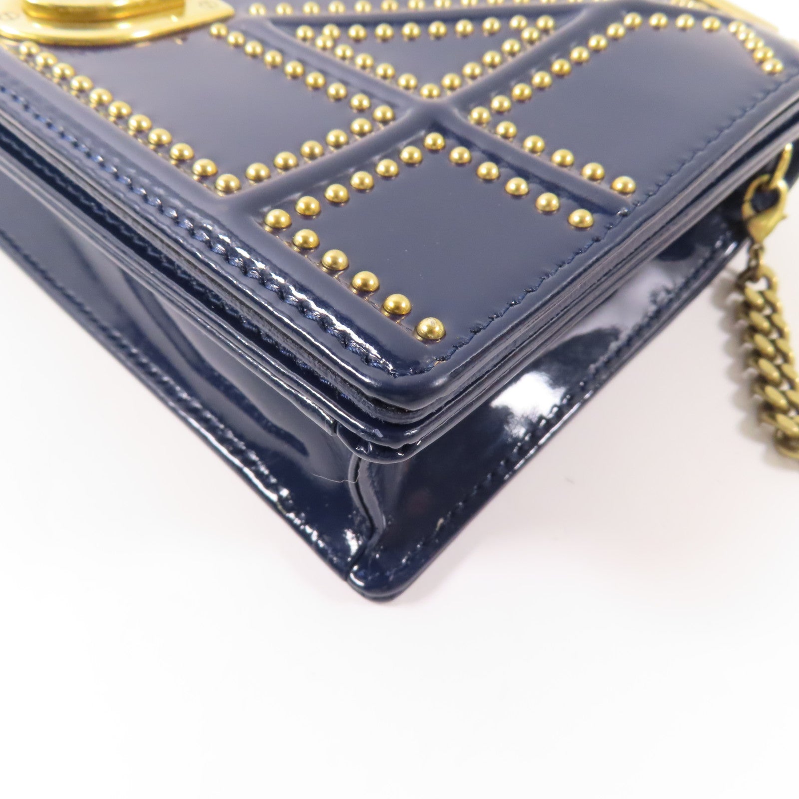 Dior 漆皮皮革Wallet On Chain金扣鏈帶肩背袋