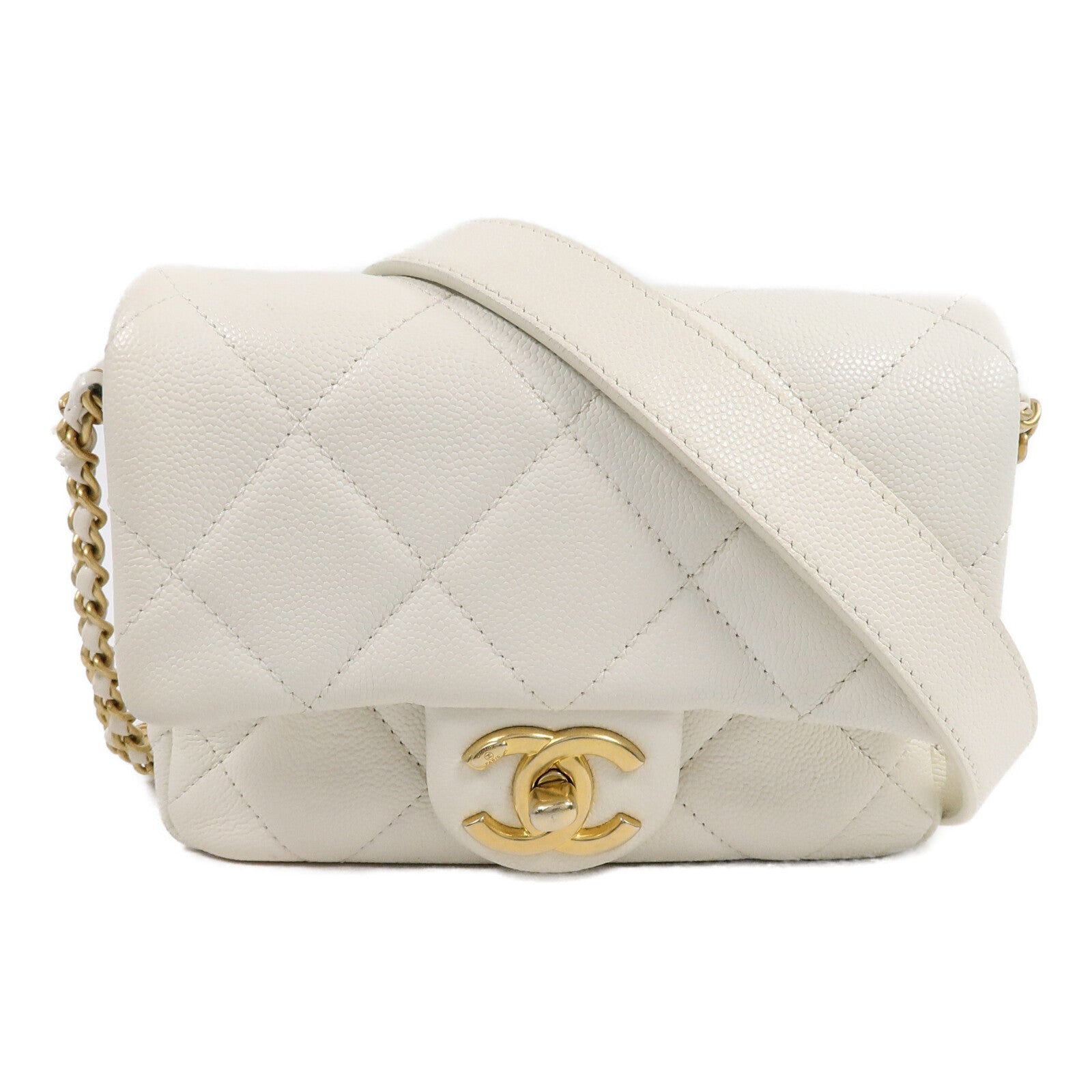 CHANEL 牛皮皮革Mini Coins Flap鏈帶肩背袋