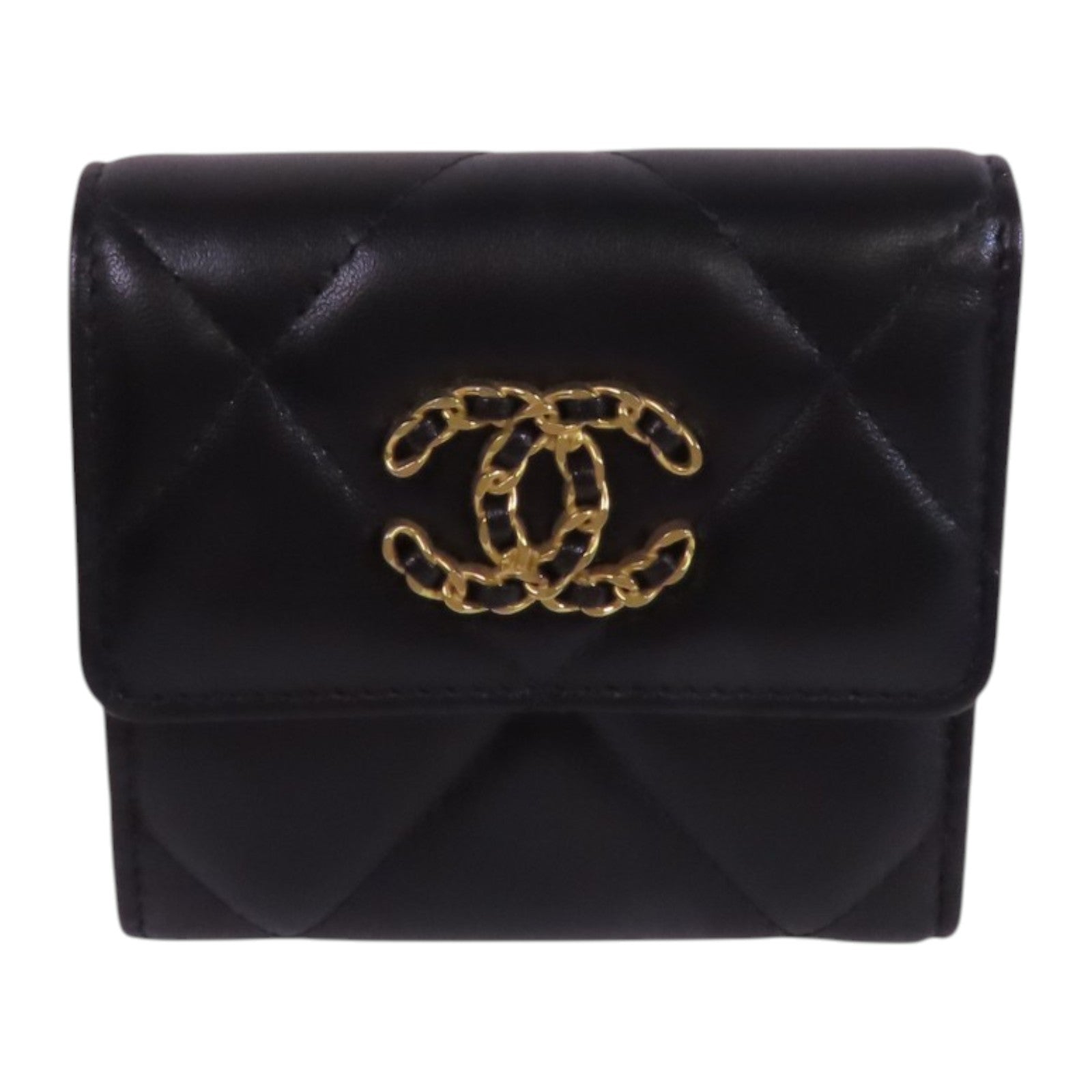 CHANEL 羊皮皮革Chanel 19 Small Wallet金扣短錢包