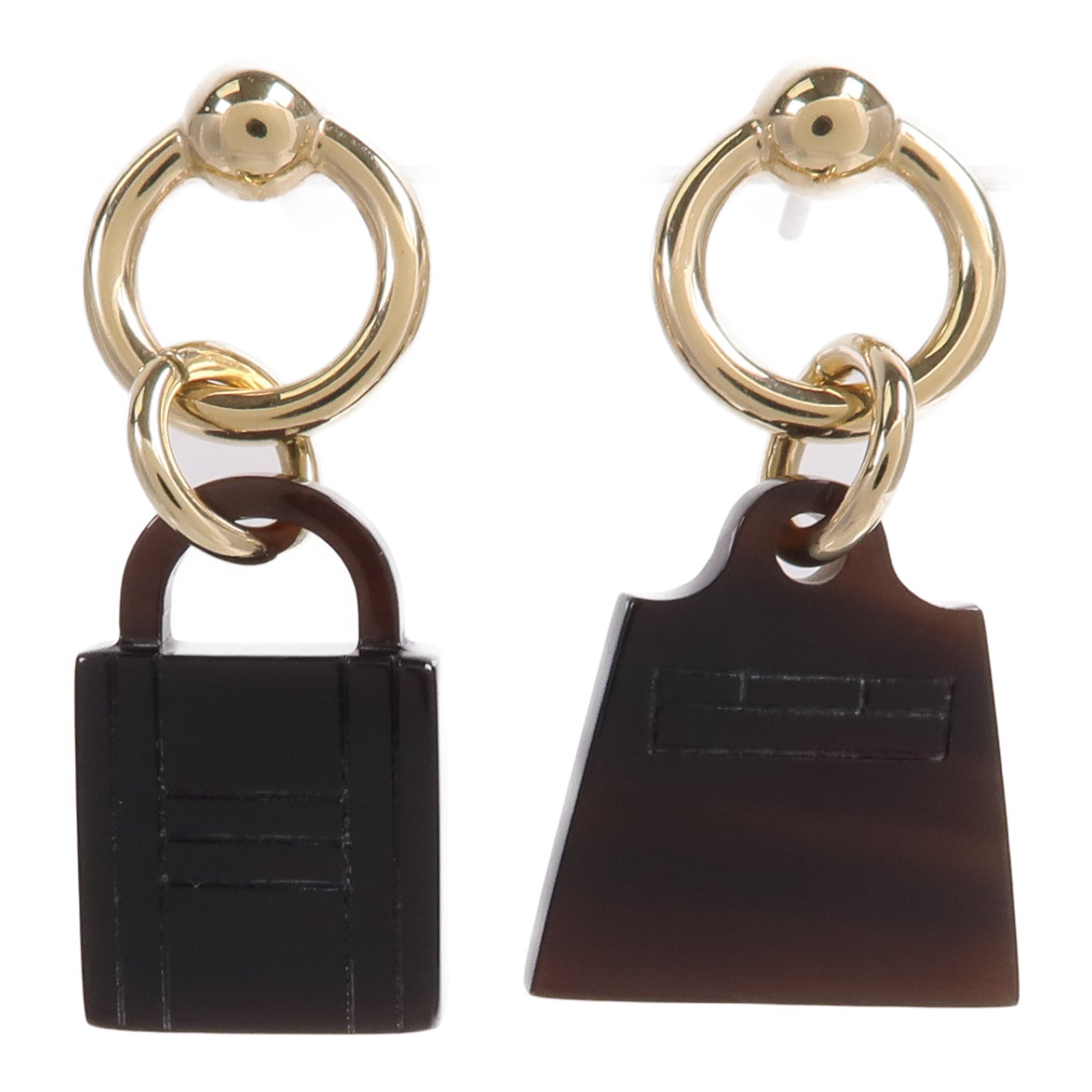 HERMES 水牛角Amulette Maroquinier Earrings耳環