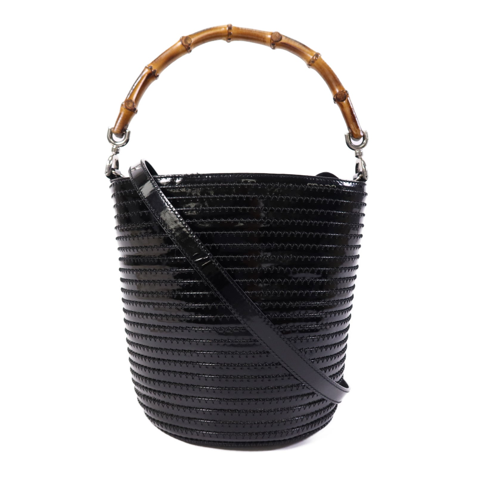 GUCCI 漆皮皮革Shoulder Bag銀扣肩背袋