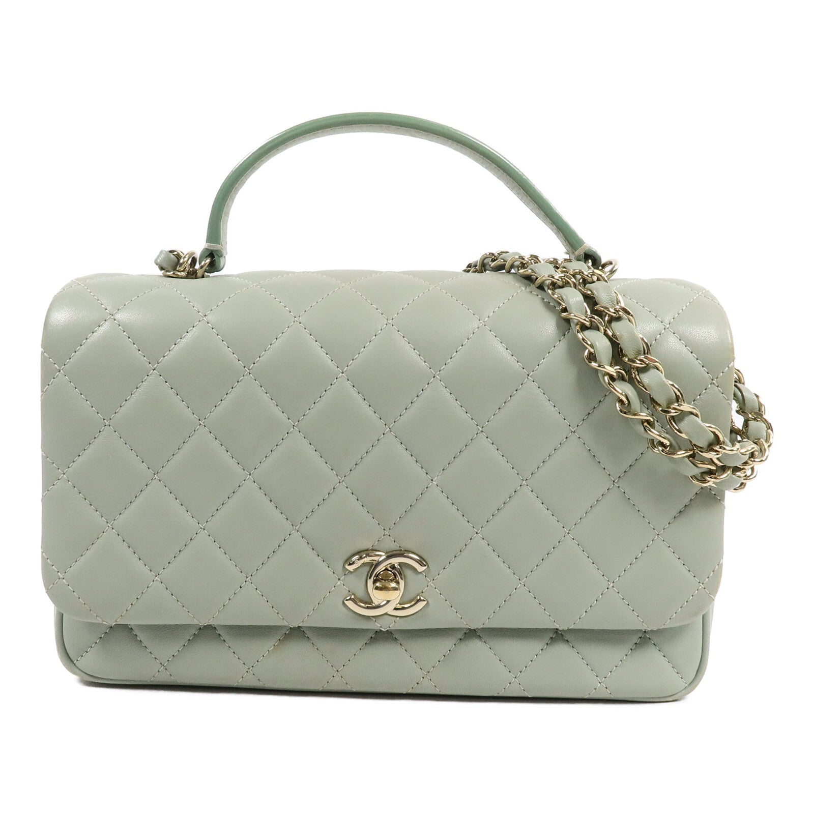 CHANEL 牛皮皮革Top Hander Flap Bag手挽肩背兩用袋