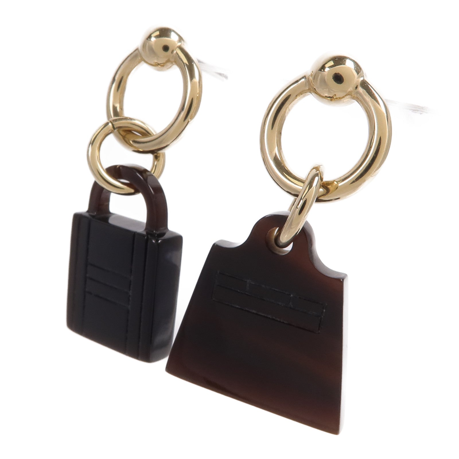 HERMES 水牛角Amulette Maroquinier Earrings耳環