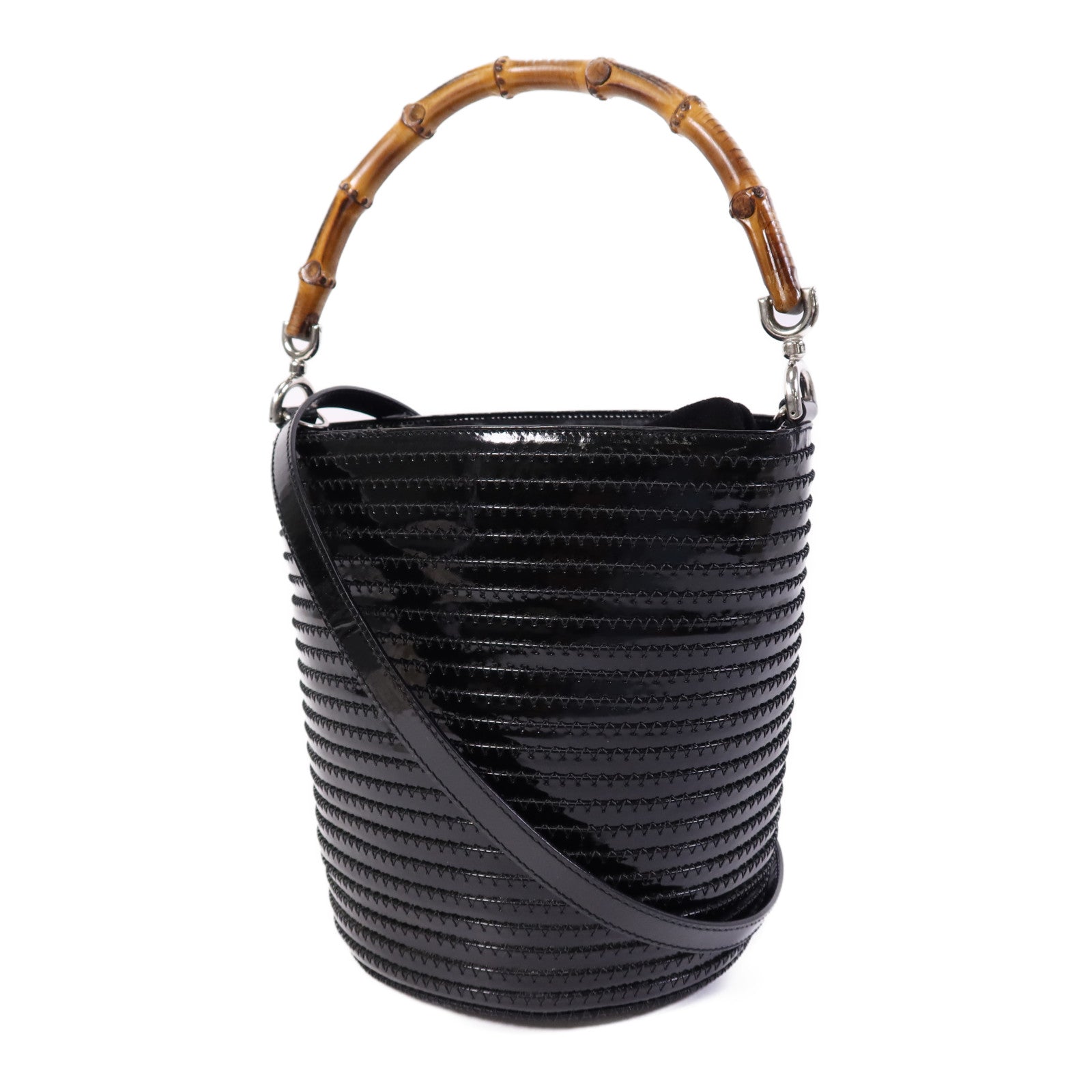 GUCCI 漆皮皮革Shoulder Bag銀扣肩背袋