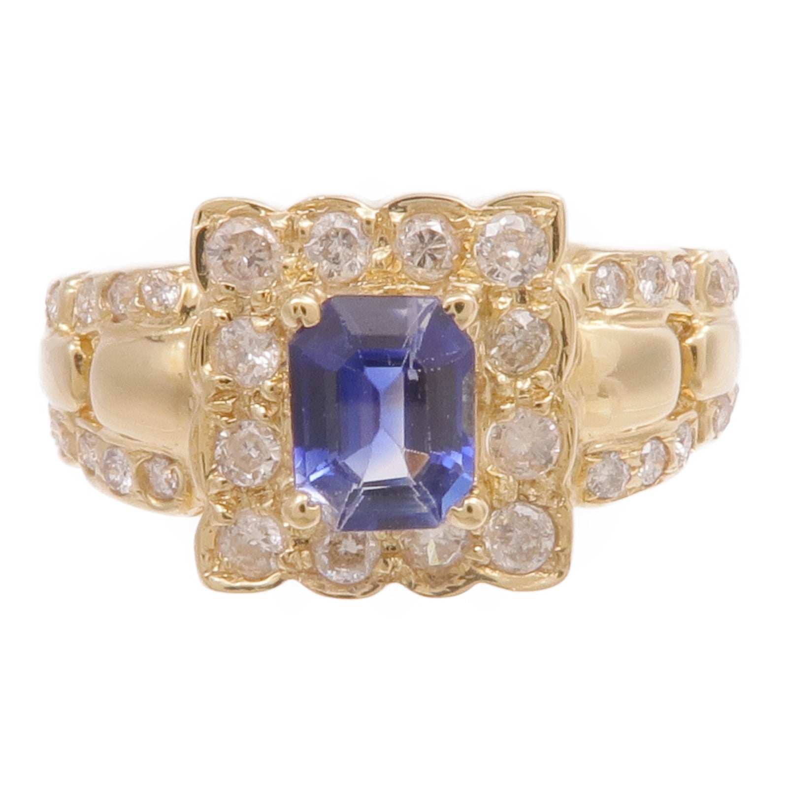 JEWELRY 【激減優惠】18K黃金Sapphire Diamond Ring藍寶石/鑽石戒指US#4.5