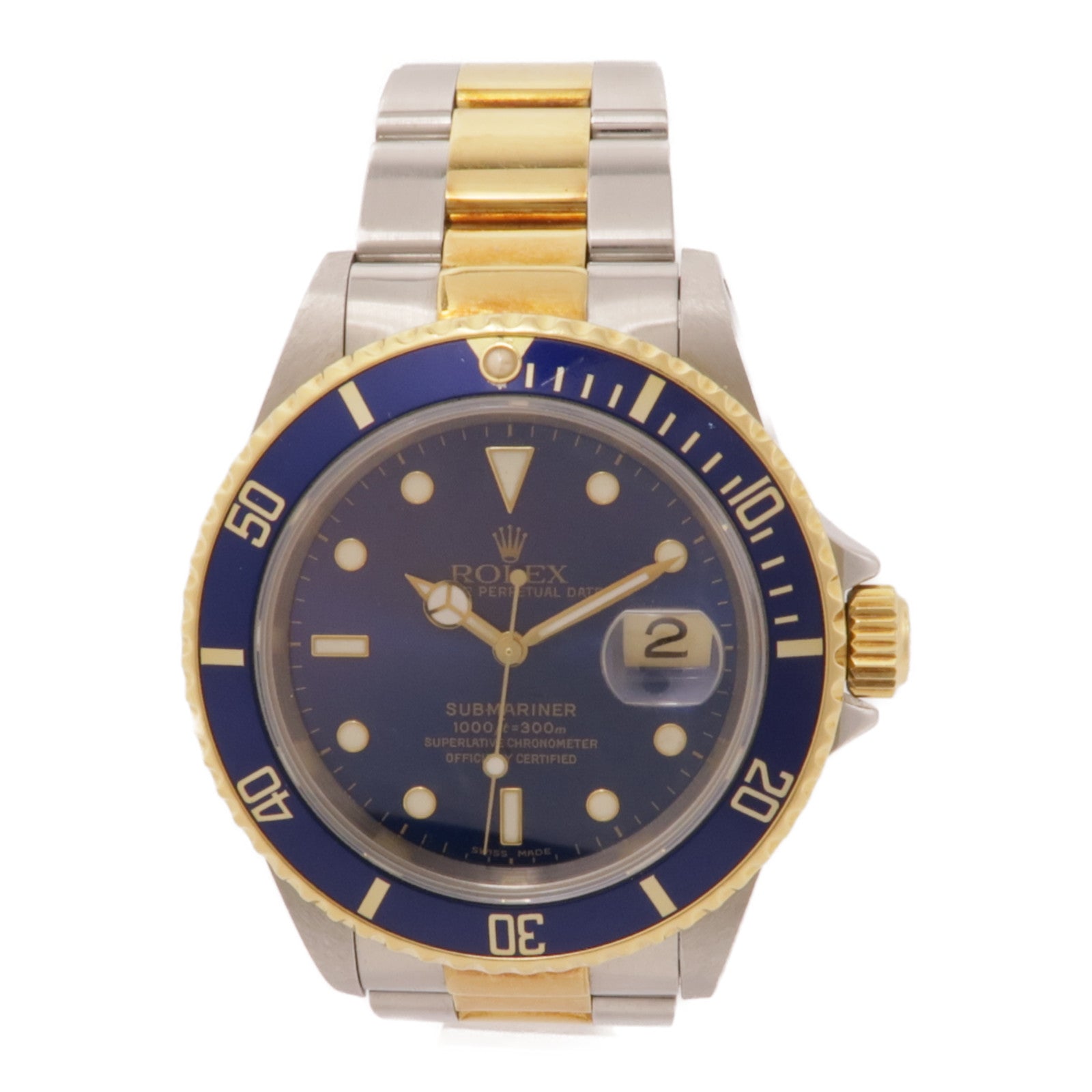ROLEX Submariner Date不鏽鋼/18K黃金手錶自動機芯藍色