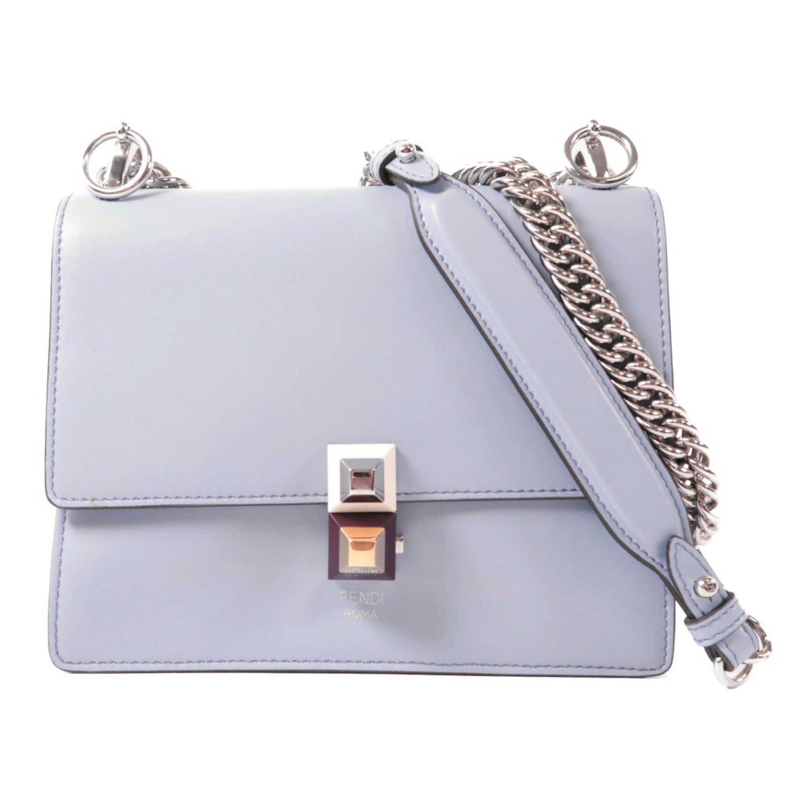 FENDI 【激減優惠】羊皮皮革Kan I銀扣肩背袋
