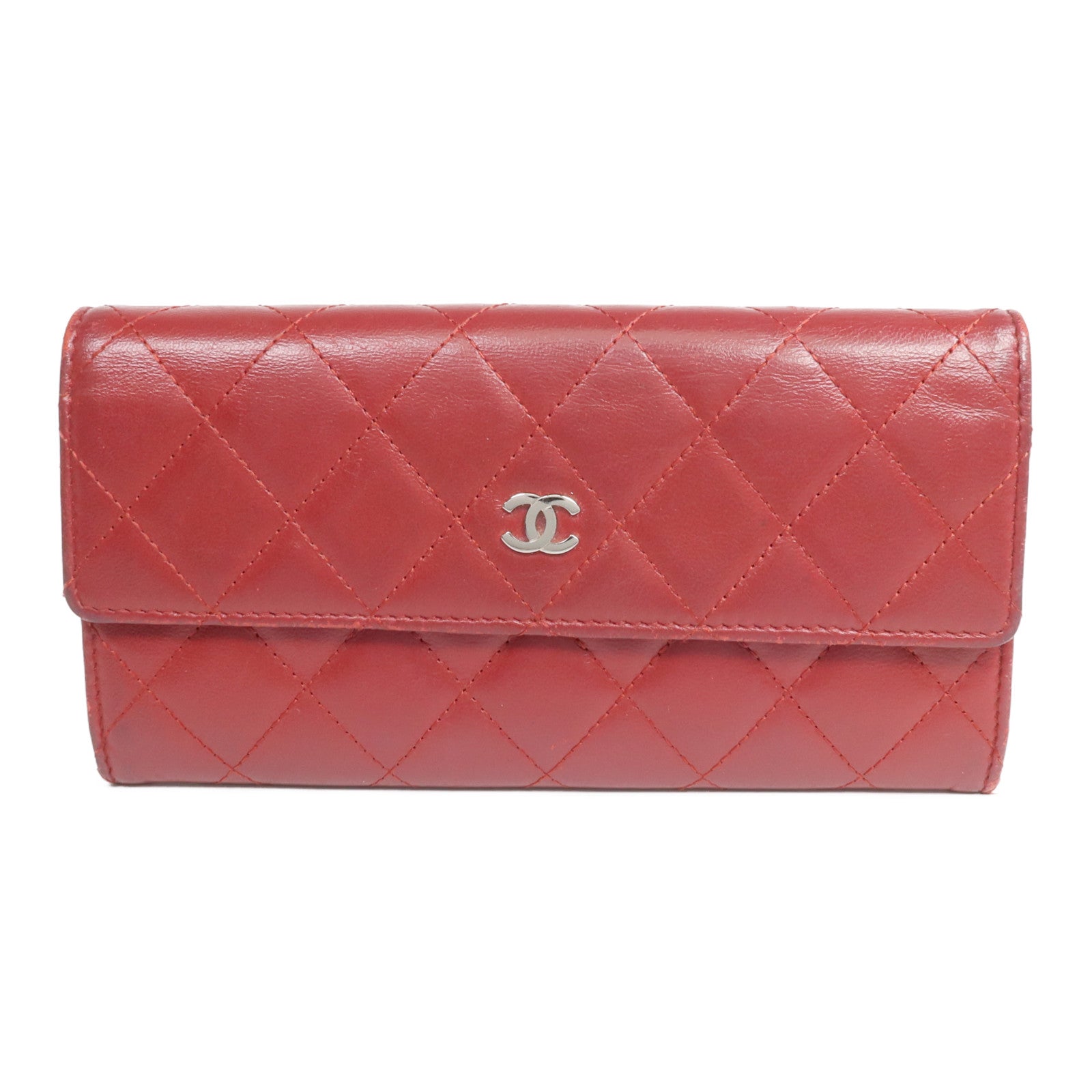 CHANEL 【激減優惠】羊皮皮革Long Wallet銀扣長錢包