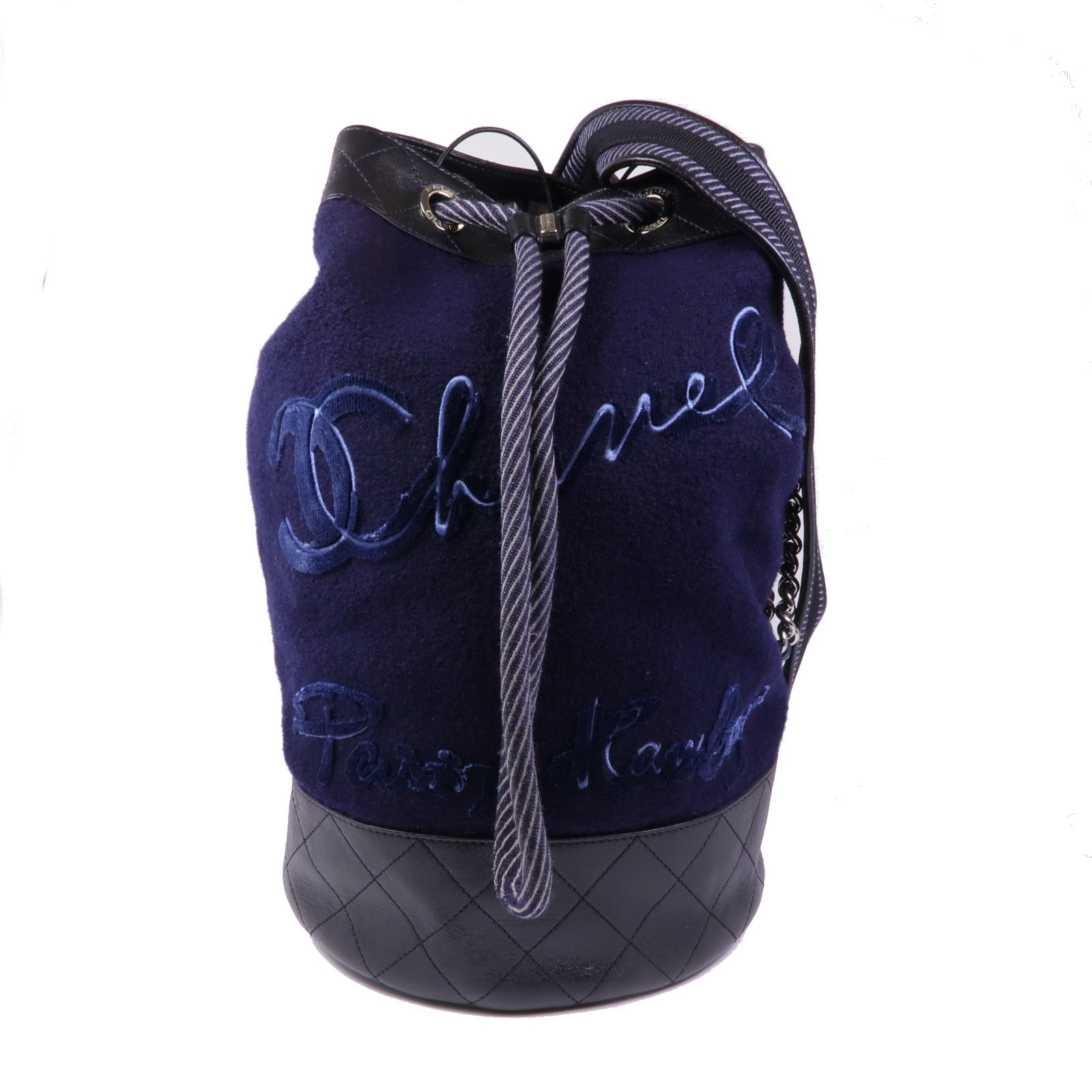 CHANEL 羊毛Backpack銀扣肩背袋