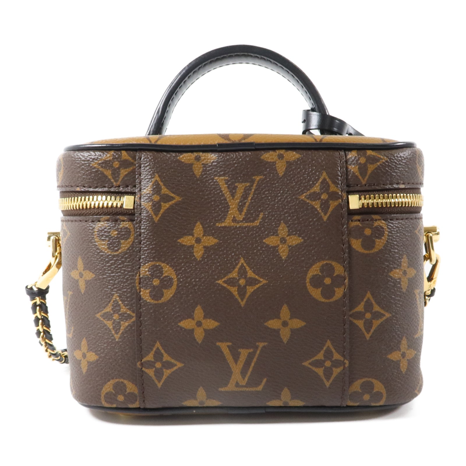 LOUIS VUITTON Monogram Reverse Vanity PM金扣手挽肩背兩用袋棕色