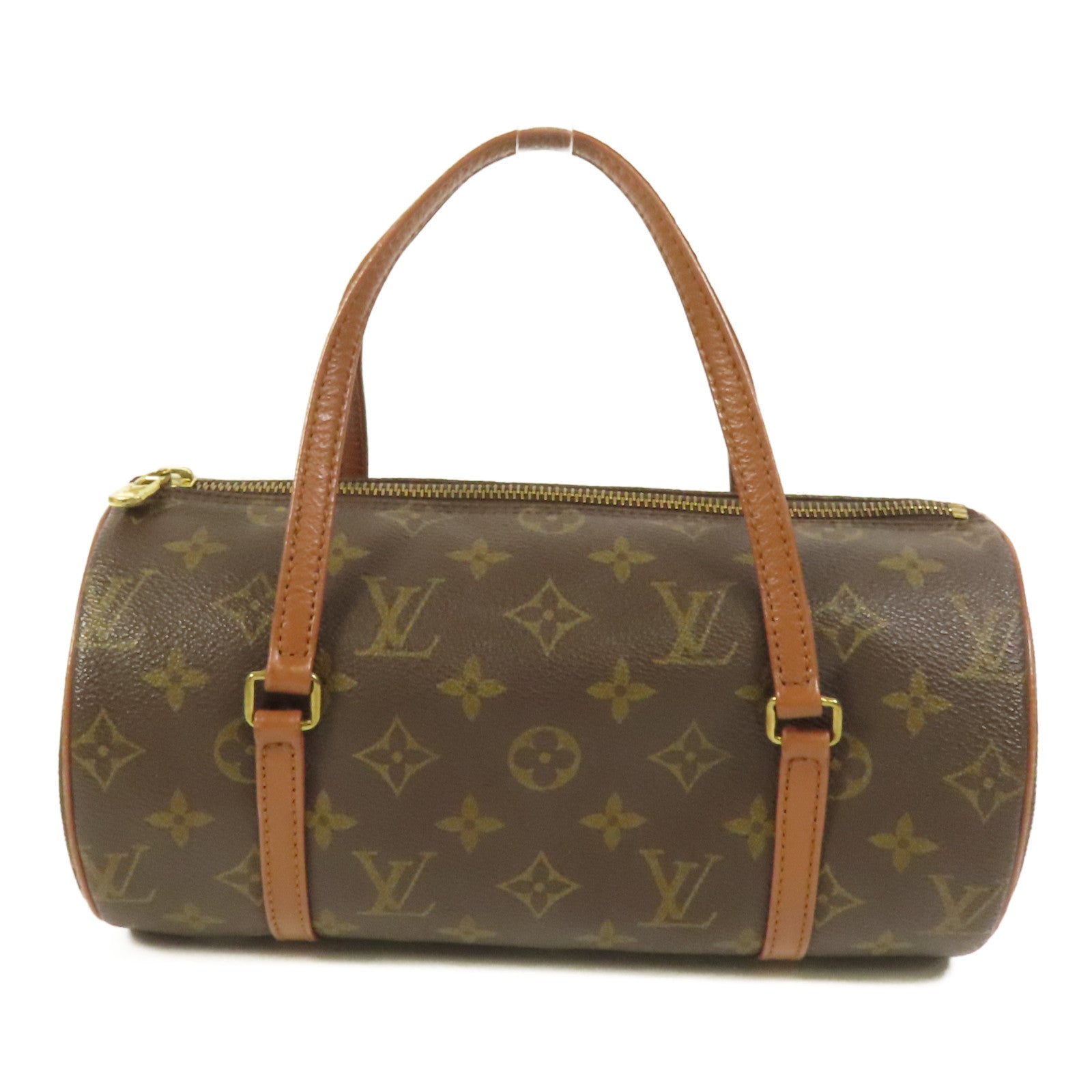 LOUIS VUITTON Monogram Papillon金扣手挽袋棕色