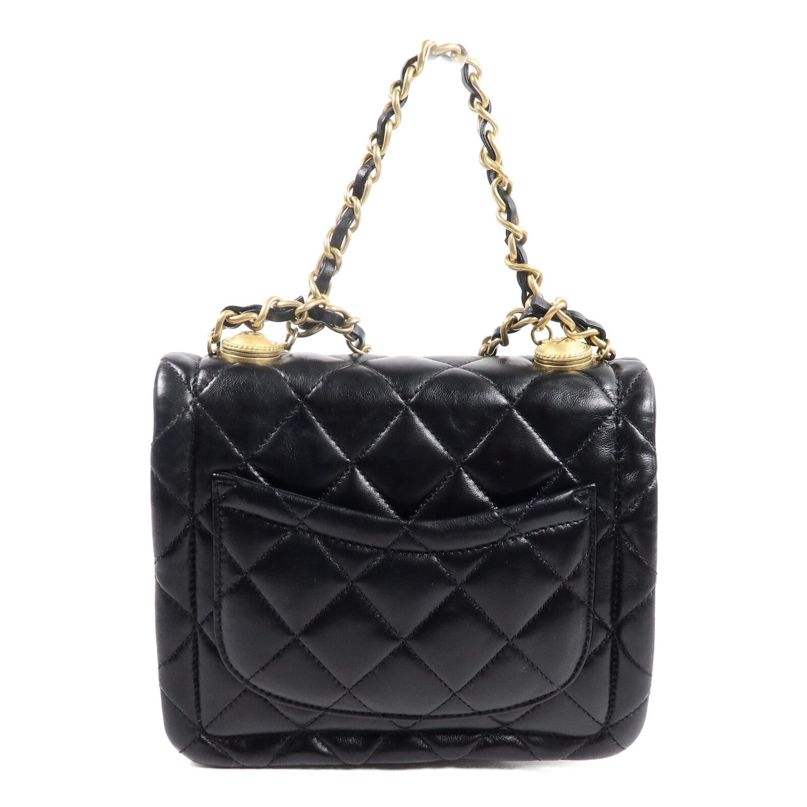 CHANEL 羊皮皮革Coco Mark Square Flap鏈帶手挽肩背兩用袋