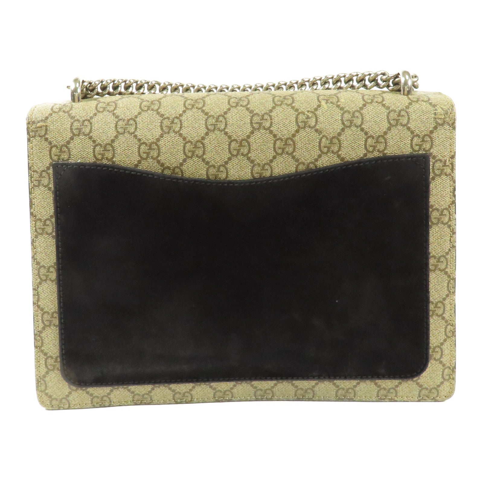 GUCCI 【激減優惠】塗層帆布/麂皮皮革Dionysus銀扣鏈帶肩背袋