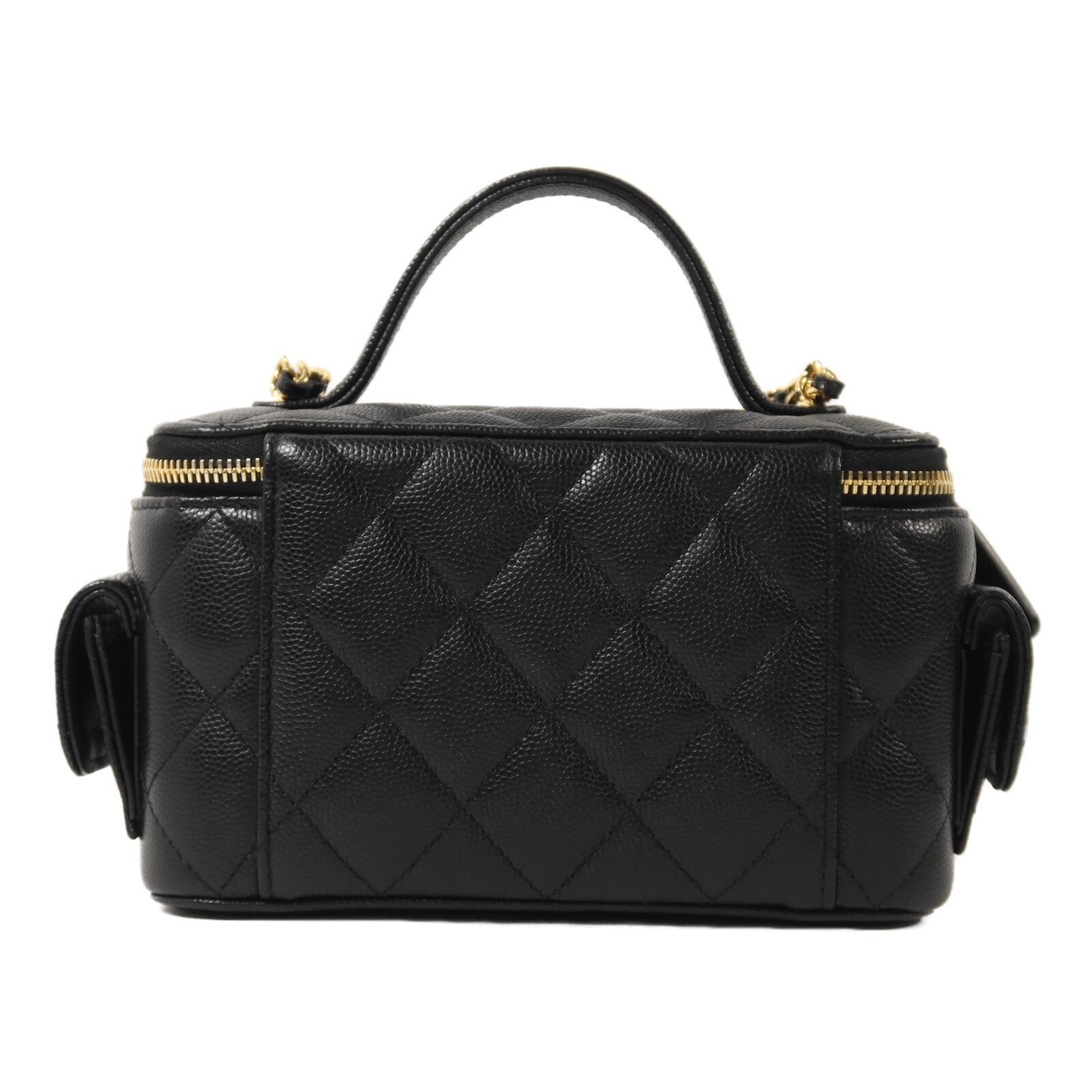 CHANEL 牛皮皮革Vanity Case金扣鏈帶肩背袋