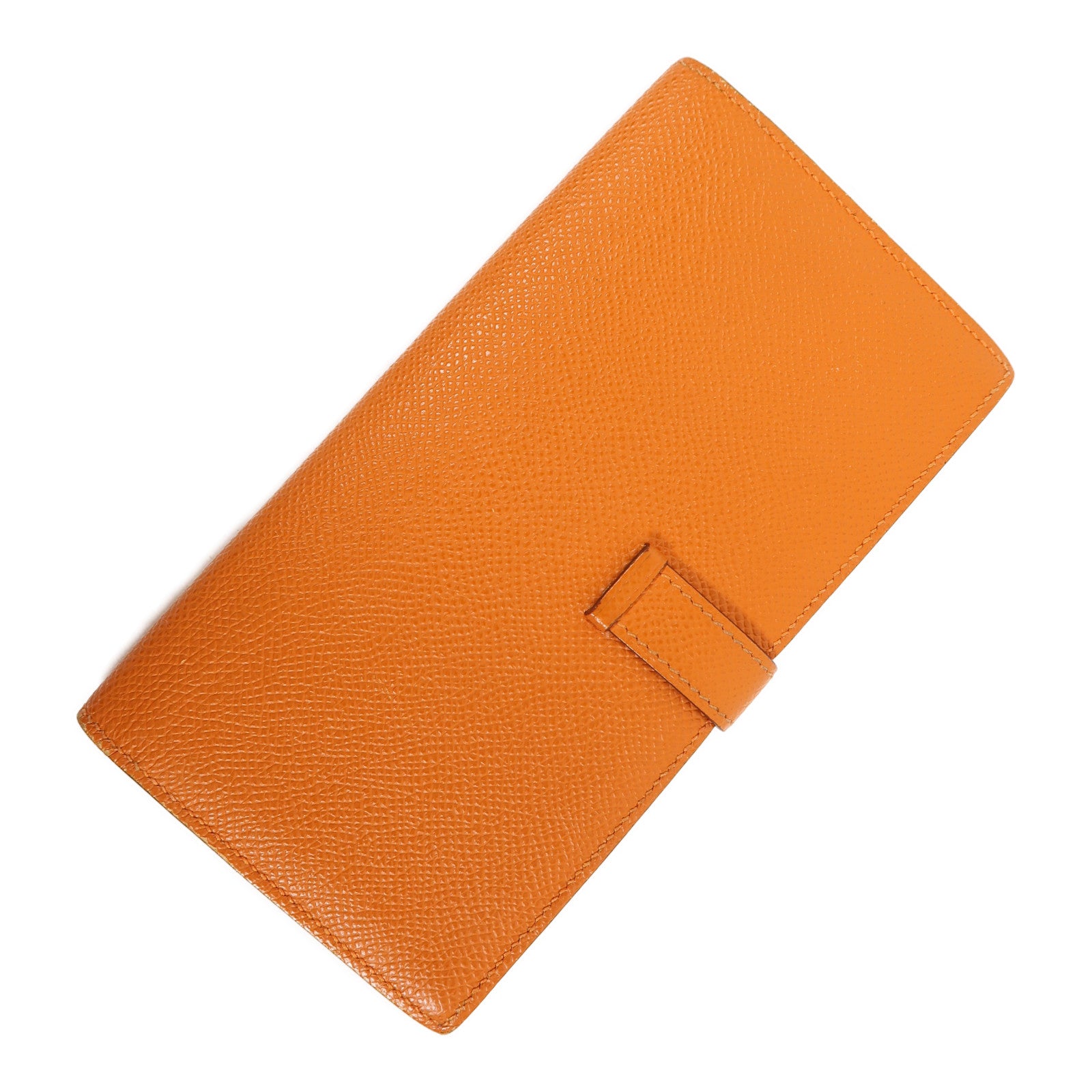 HERMES 【激減優惠】Epsom皮革Bearn Long Wallet銀扣長錢包橙色