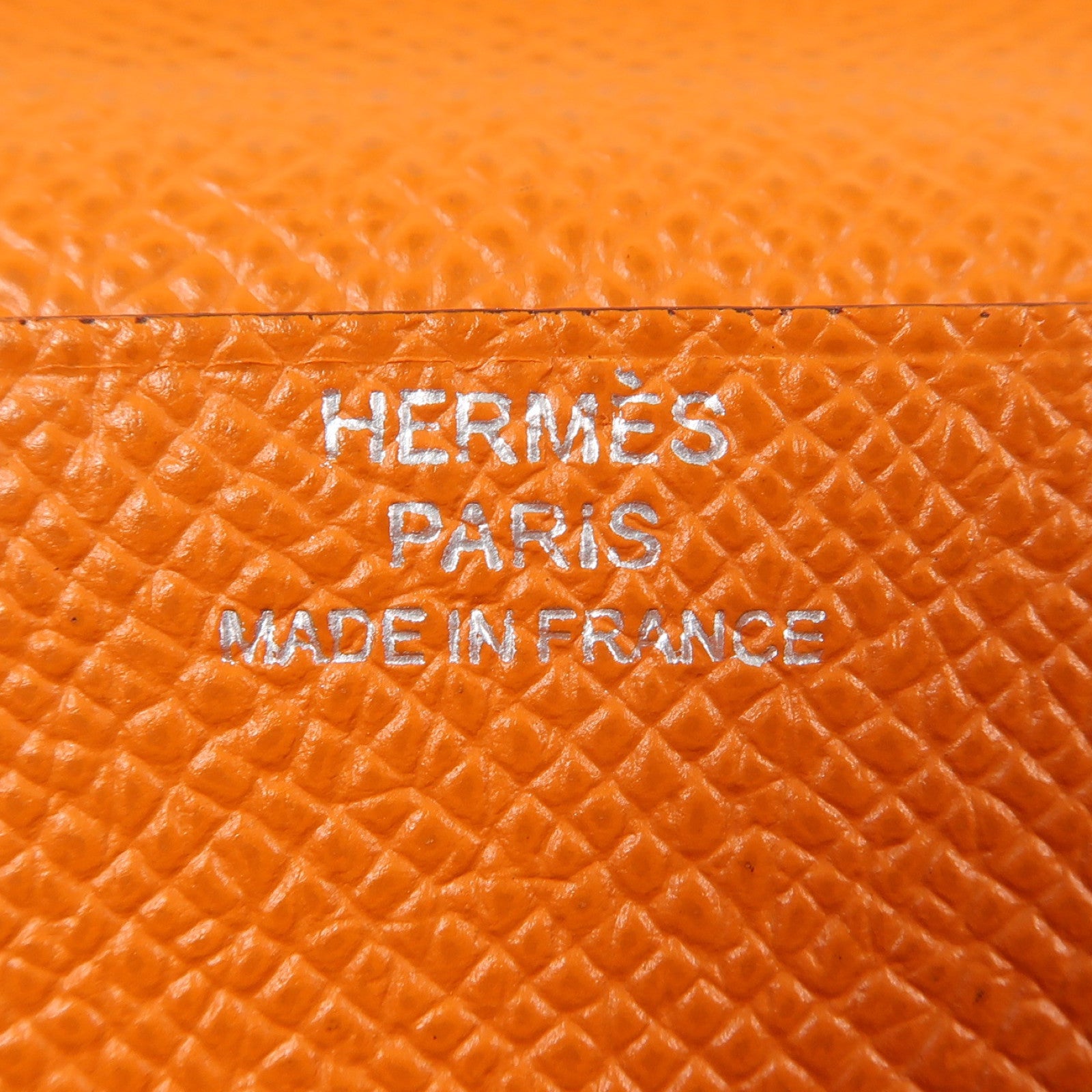 HERMES 【激減優惠】Epsom皮革Bearn Long Wallet銀扣長錢包橙色