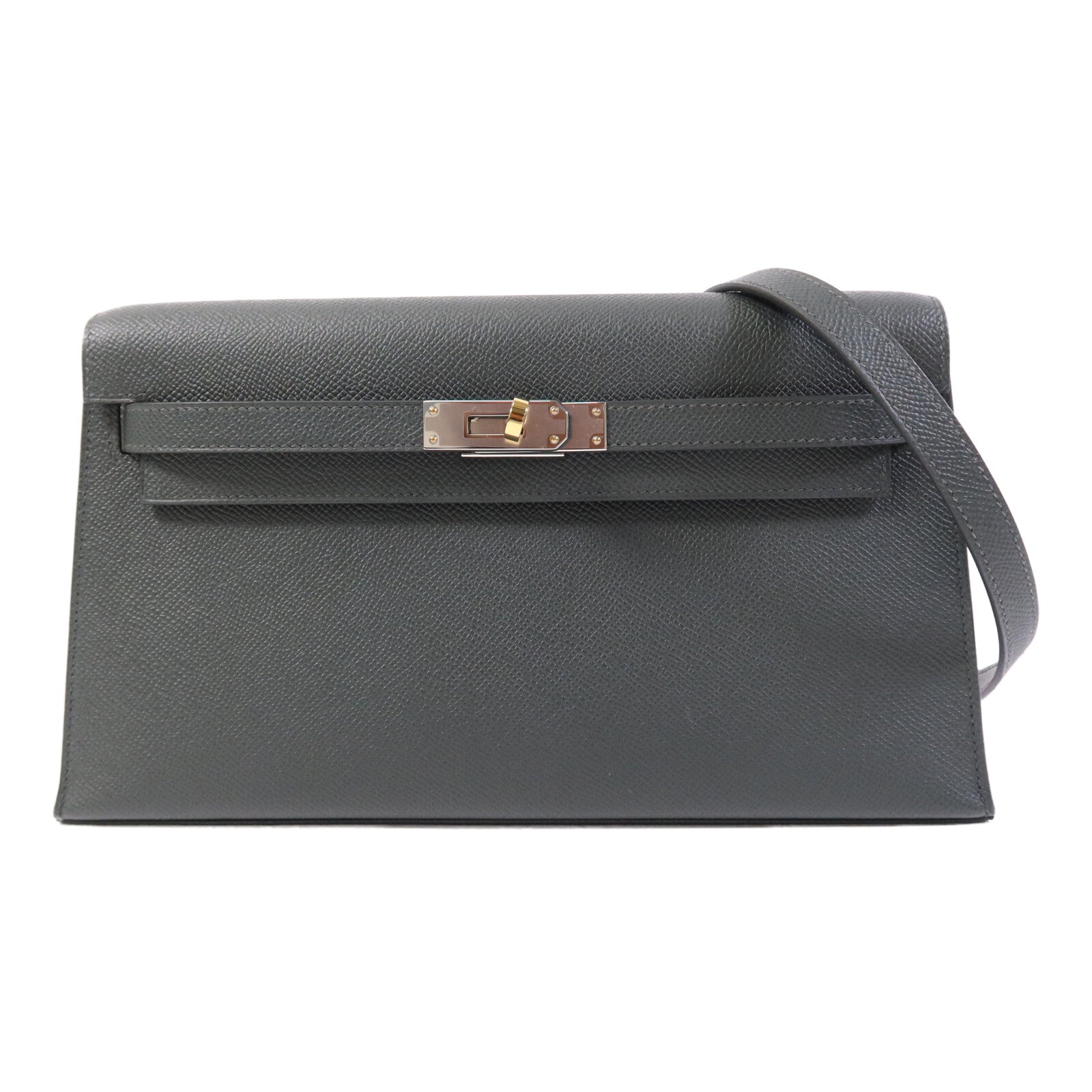 HERMES Epsom皮革Kelly Elan肩背袋Vert Mangrove