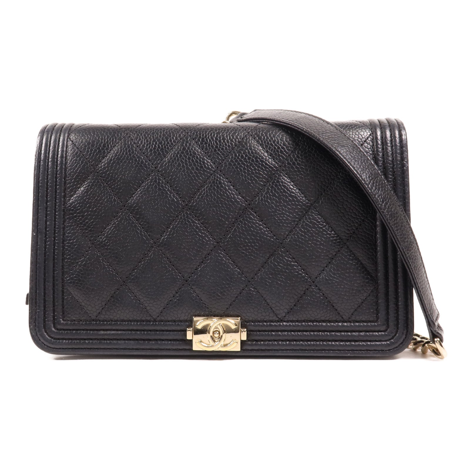 CHANEL 牛皮皮革Boy WOC Wallet On Chain金扣鏈帶肩背袋