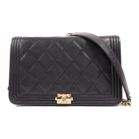 CHANEL 牛皮皮革Boy WOC Wallet On Chain金扣鏈帶肩背袋