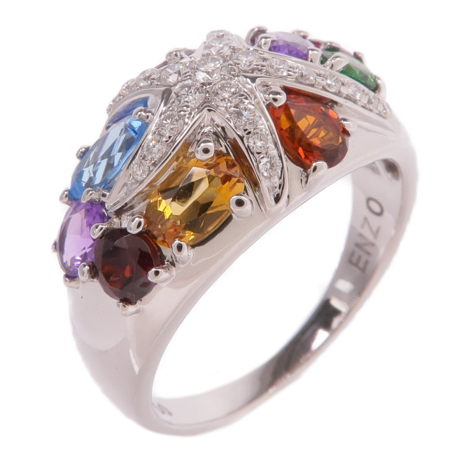 JEWELRY 18K白金Color Stones/Diamond Ring彩色寶石/鑽石戒指US#6.25