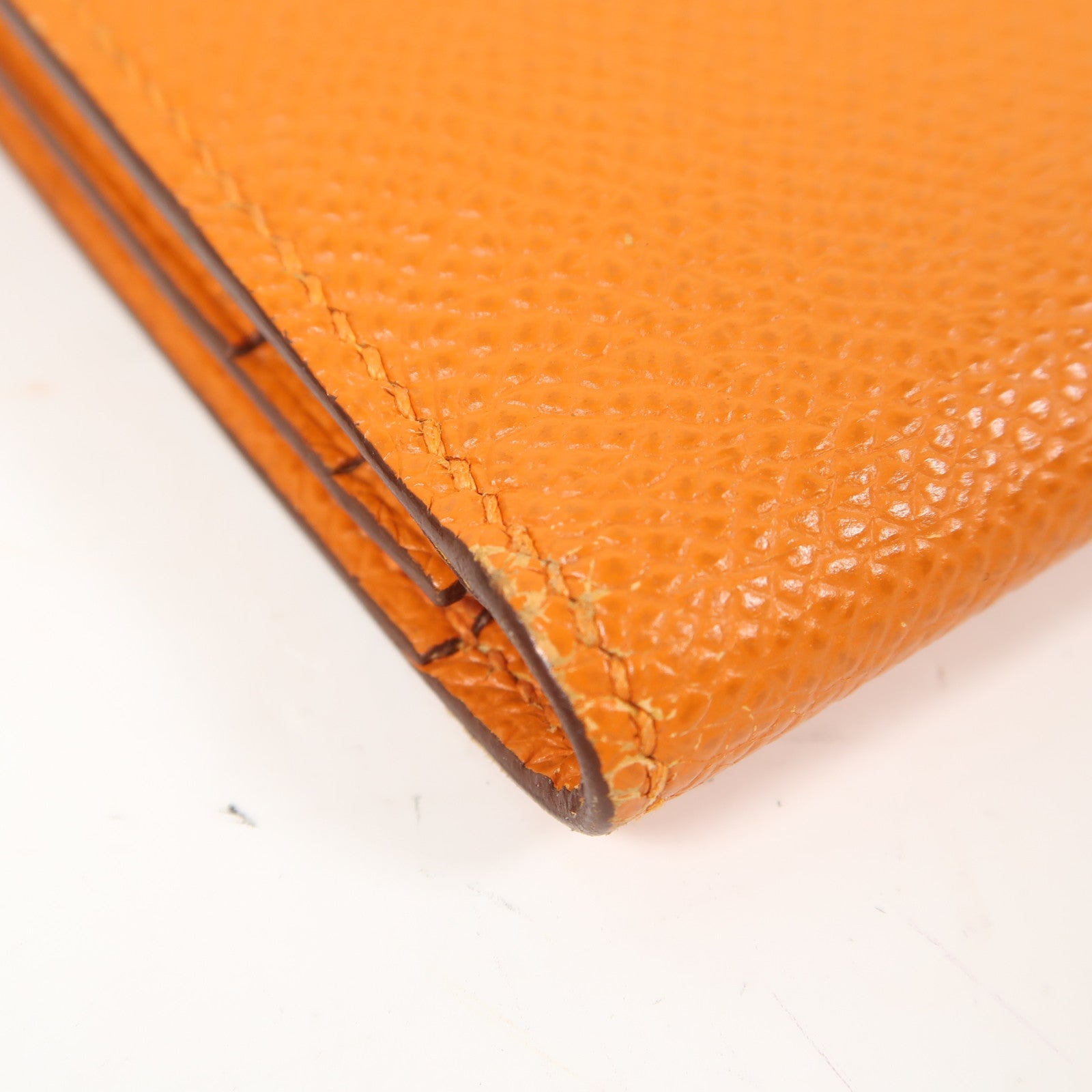 HERMES 【激減優惠】Epsom皮革Bearn Long Wallet銀扣長錢包橙色