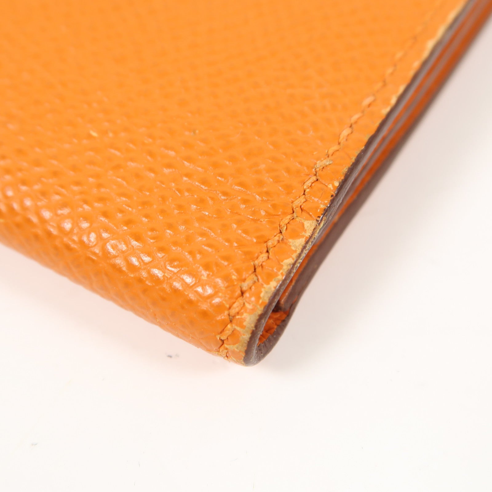 HERMES 【激減優惠】Epsom皮革Bearn Long Wallet銀扣長錢包橙色