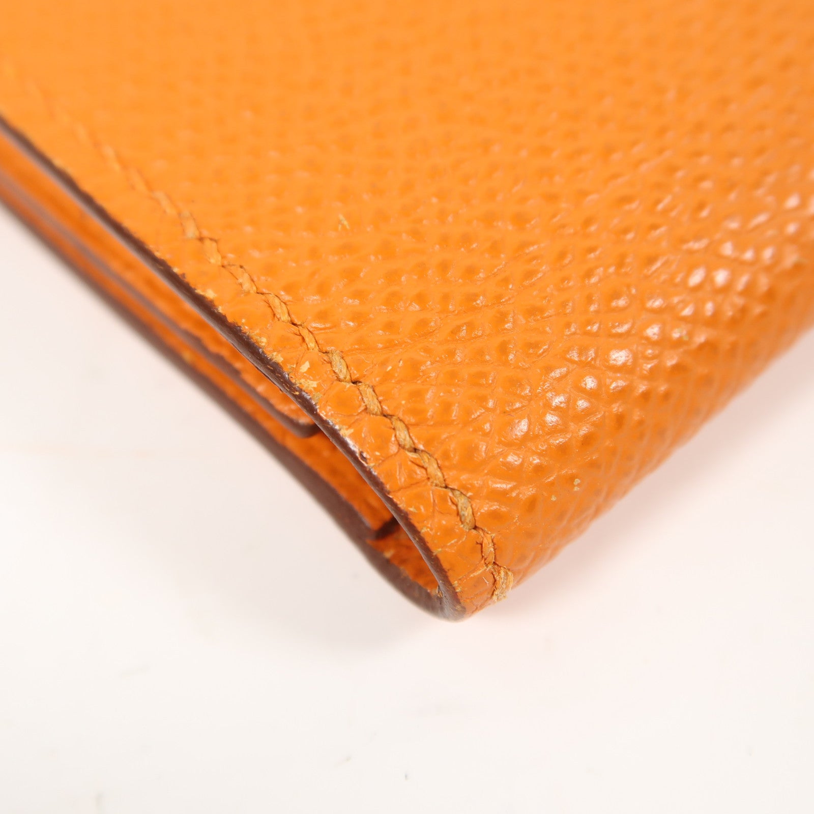 HERMES 【激減優惠】Epsom皮革Bearn Long Wallet銀扣長錢包橙色