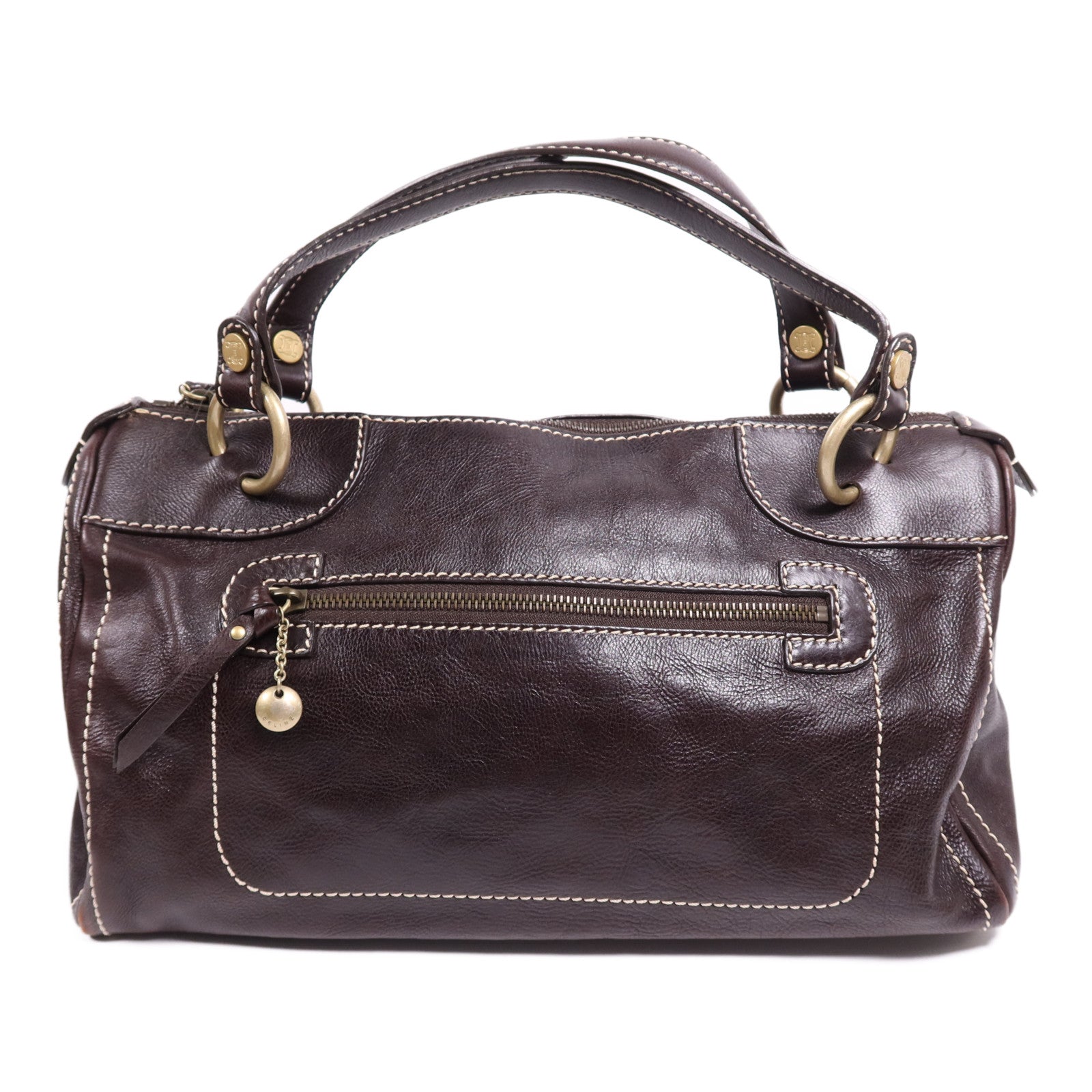 CELINE 牛皮皮革Bowling Bag金扣肩背袋