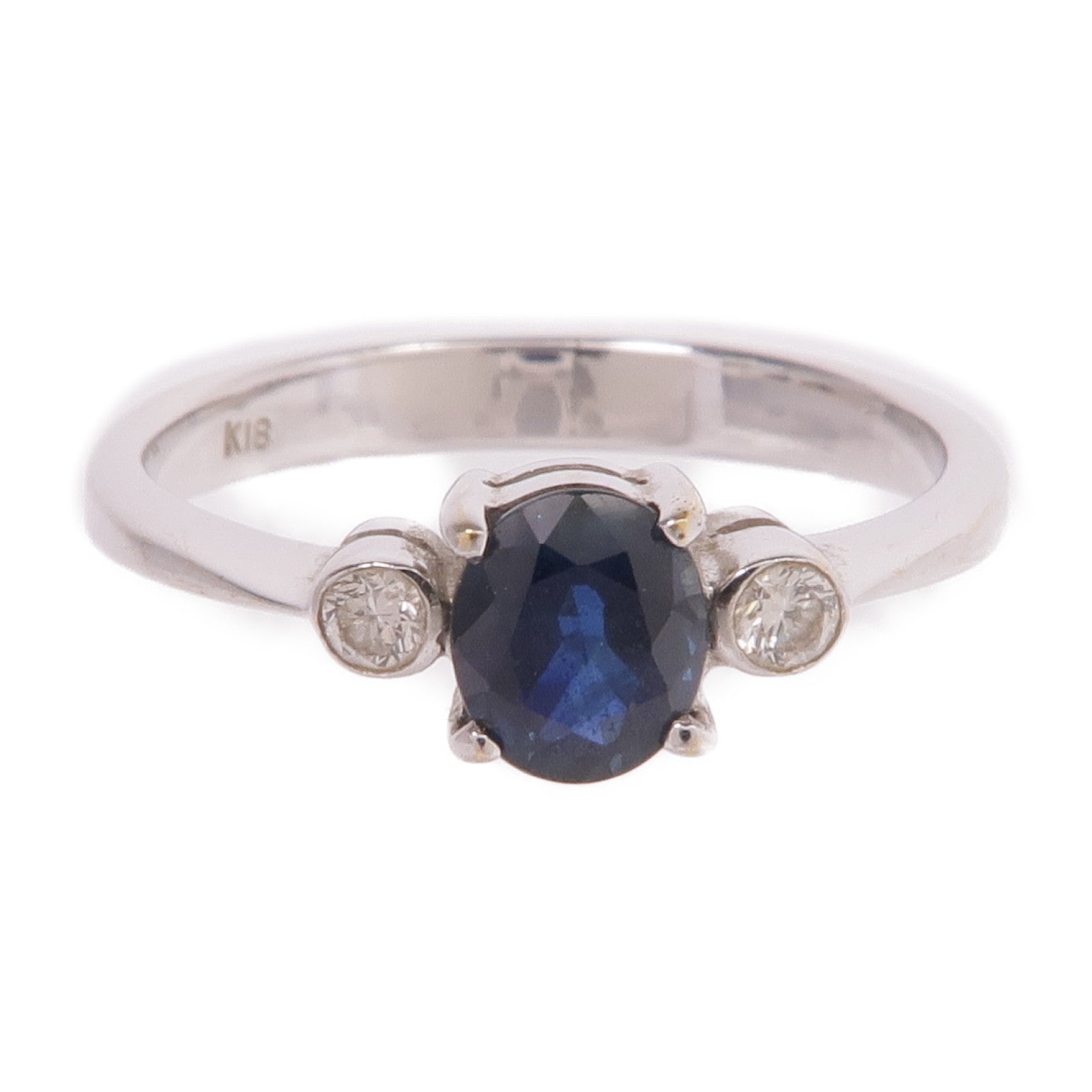 JEWELRY 【激減優惠】18K白金Sapphire Diamond Ring藍寶石/鑽石戒指US#6.25