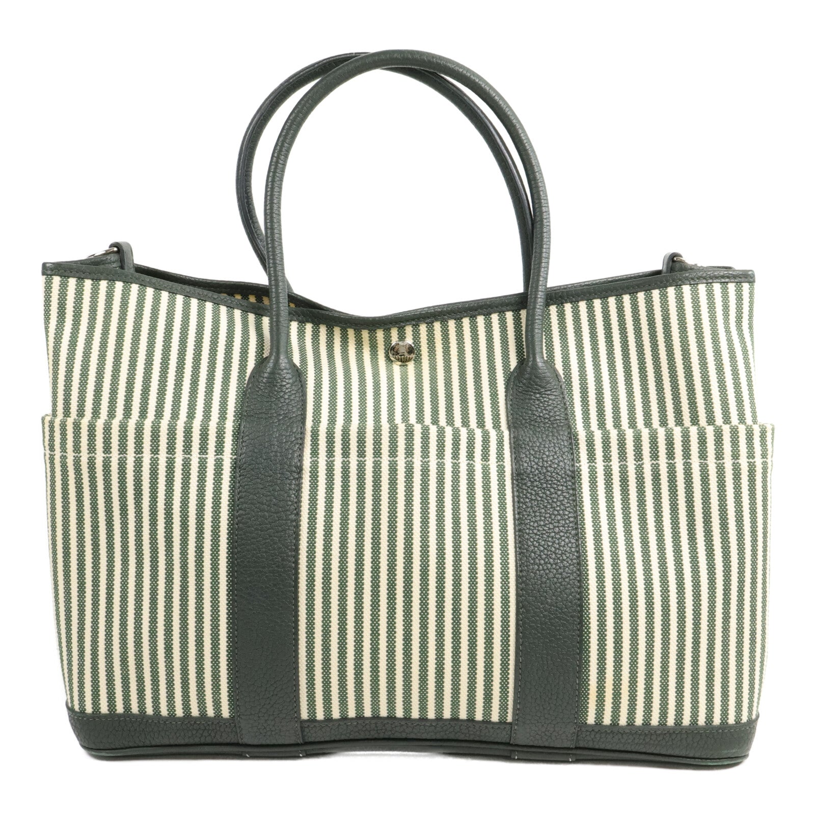 HERMES 帆布Garden Party Pocket 36手挽肩背兩用袋Vert Anglais/Vert Fo