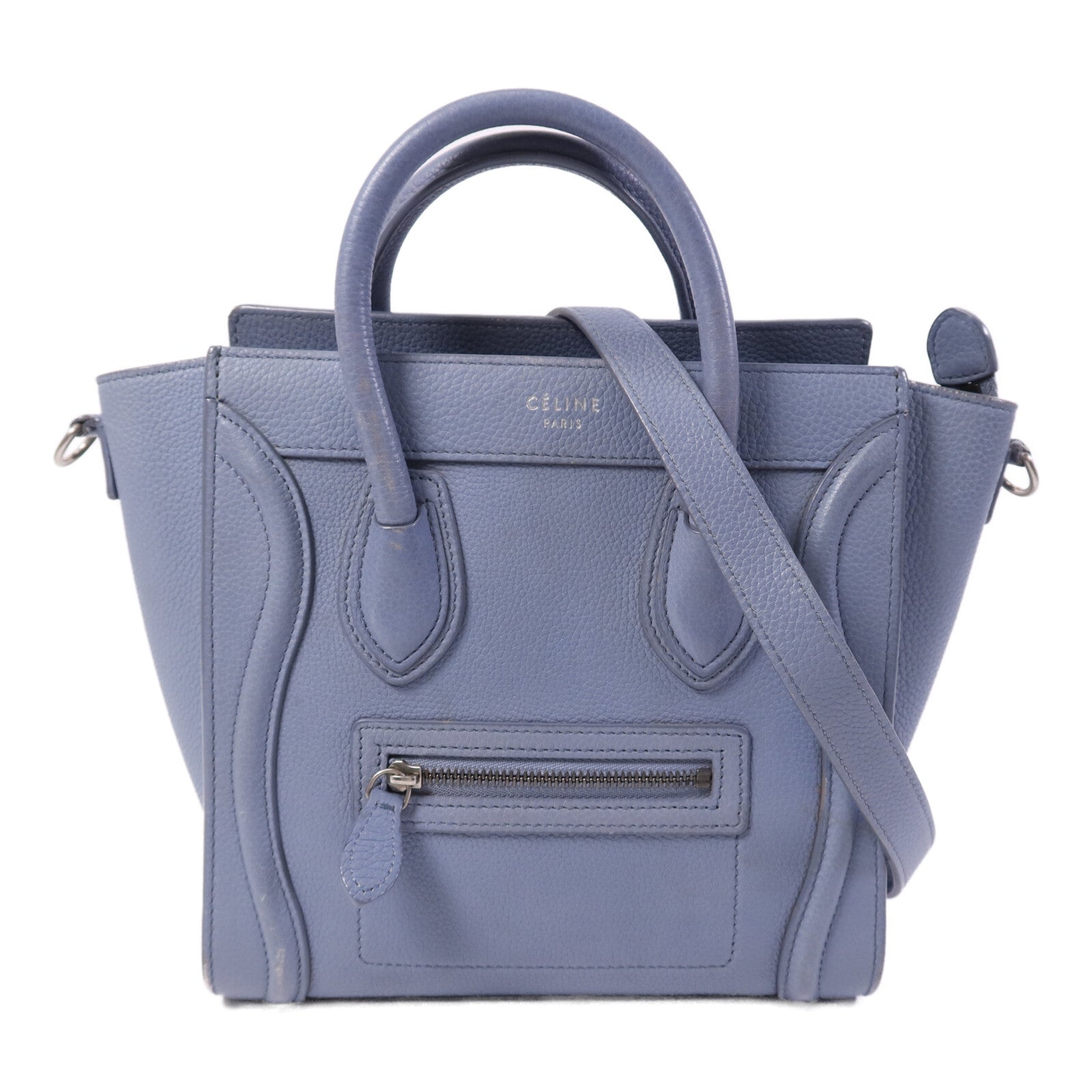 CELINE 牛皮皮革Nano Luggage銀扣手挽肩背兩用袋