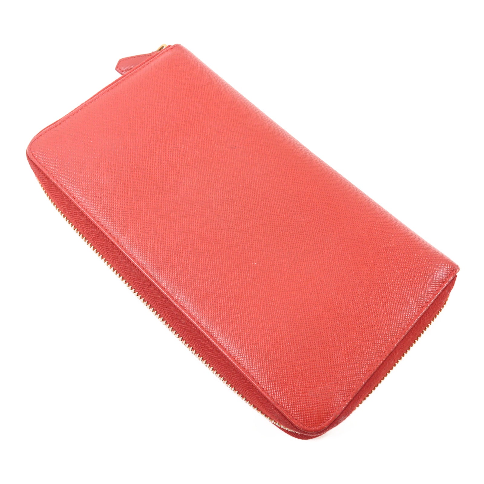 PRADA GHW Long Wallet Saffiano Leather Red  1M1188