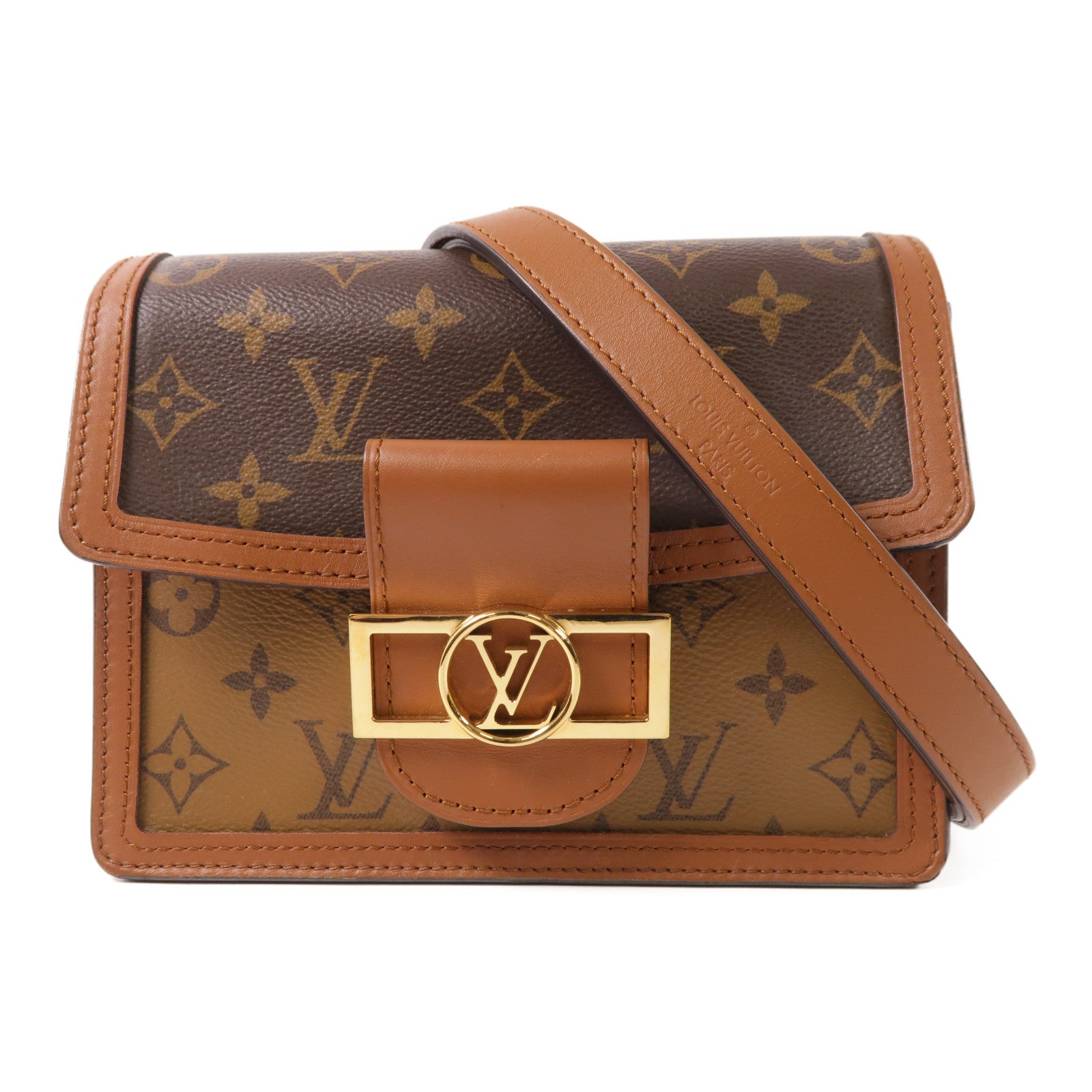 LOUIS VUITTON Monogrqam Reverse Mini Dauphine肩背袋棕色