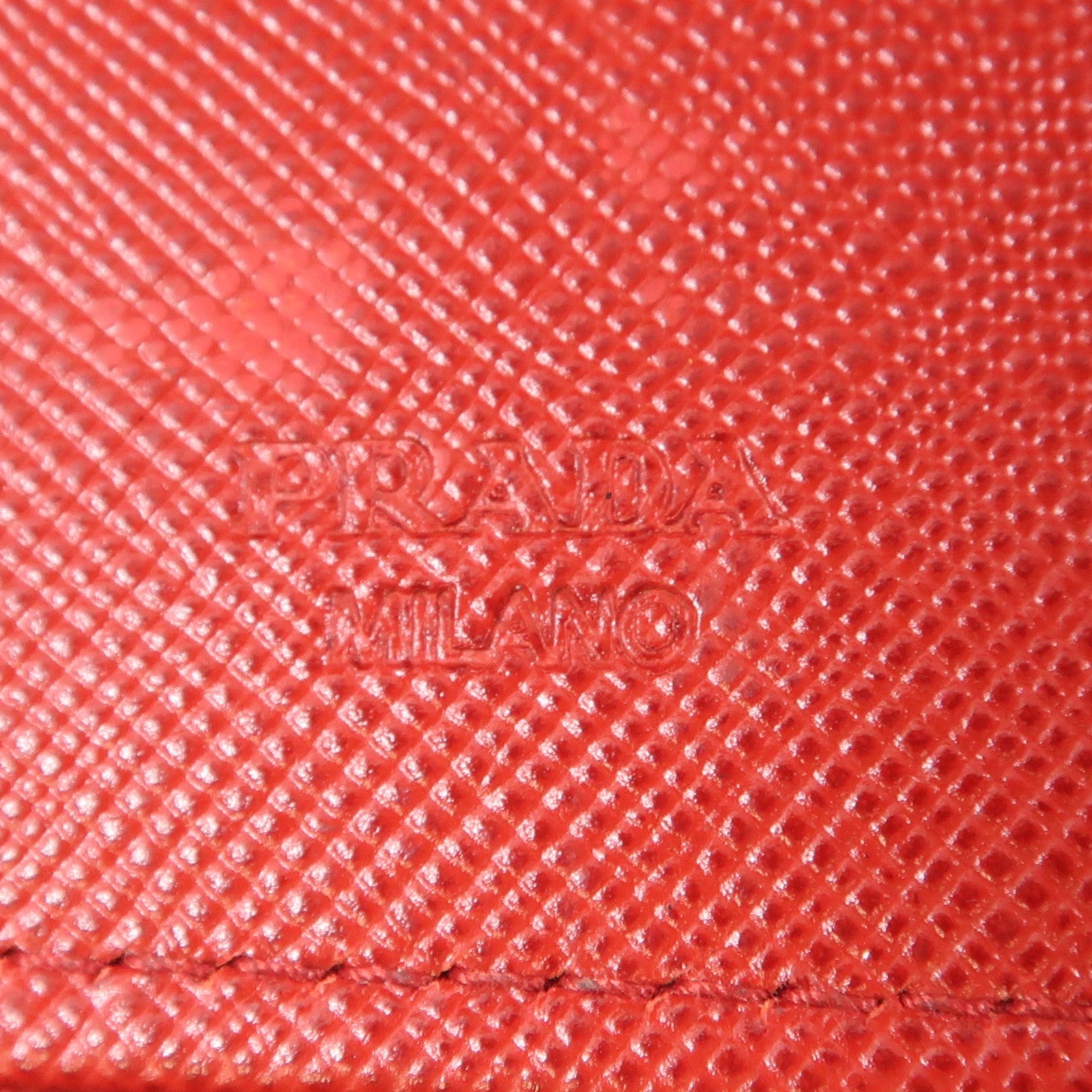 PRADA GHW Long Wallet Saffiano Leather Red  1M1188